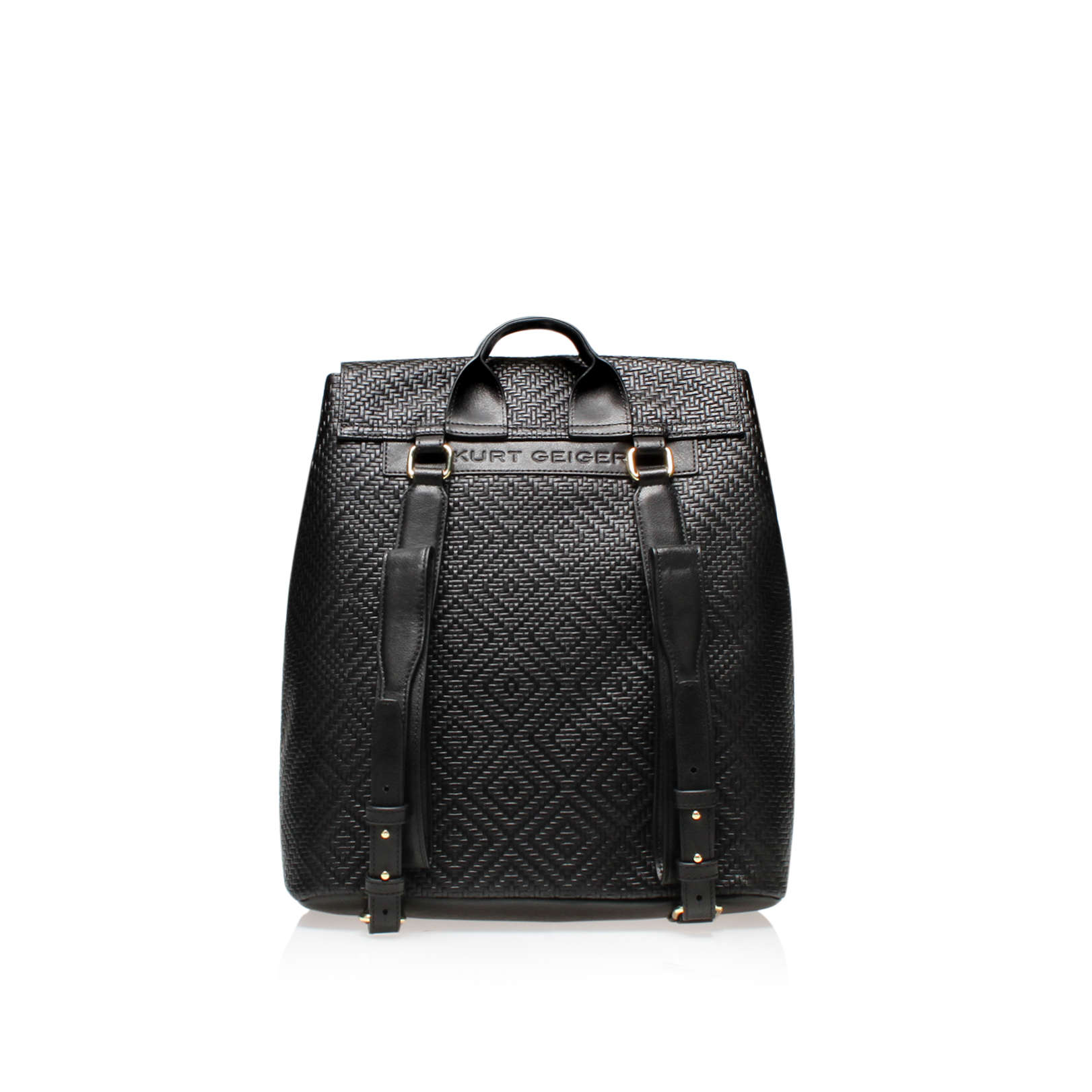 WOVEN CHARLIE BACKPACK Kurt Geiger London Charlie Black Leather Backpacks by KURT GEIGER LONDON
