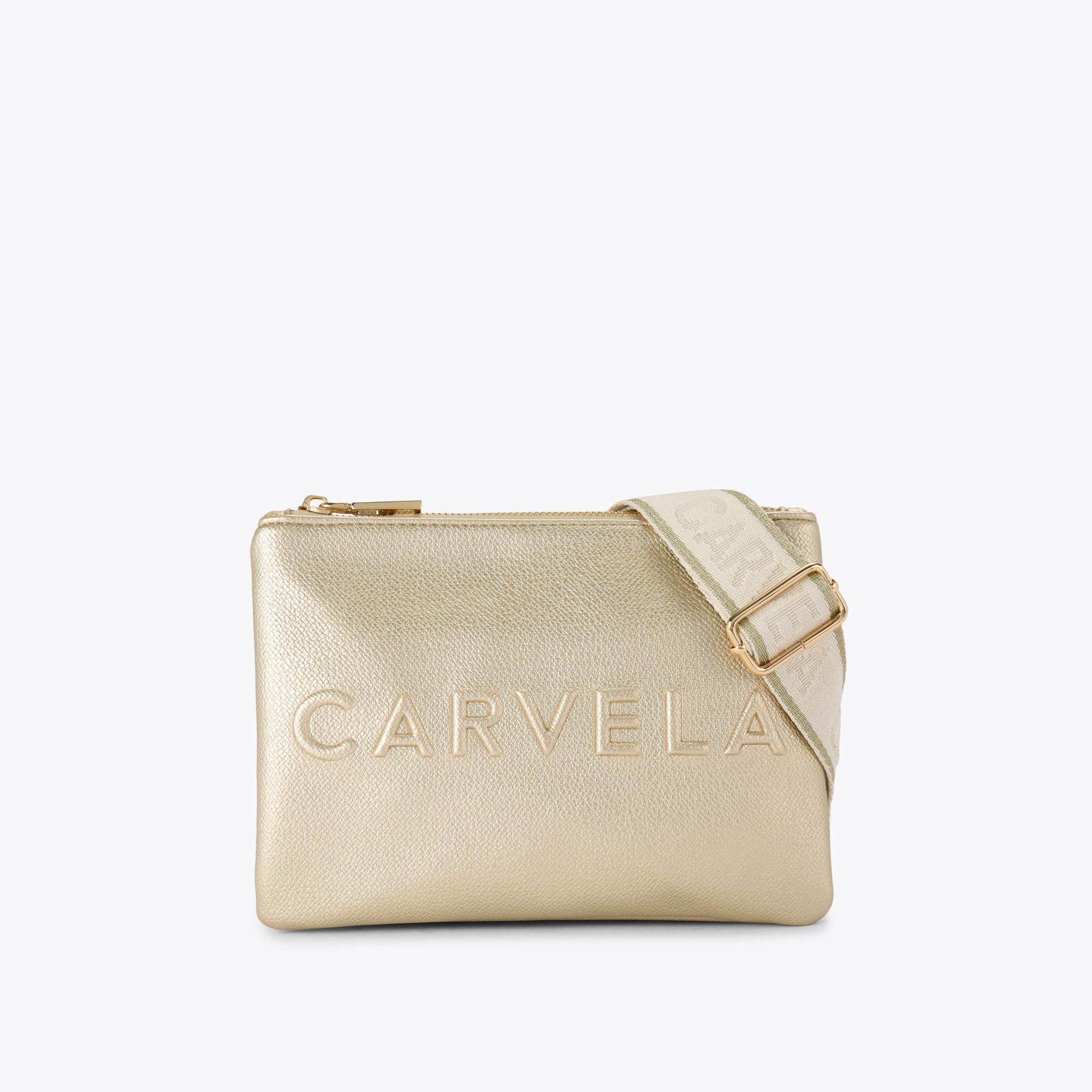 Carvela Women's Cross Body Bag Gold Frame Double