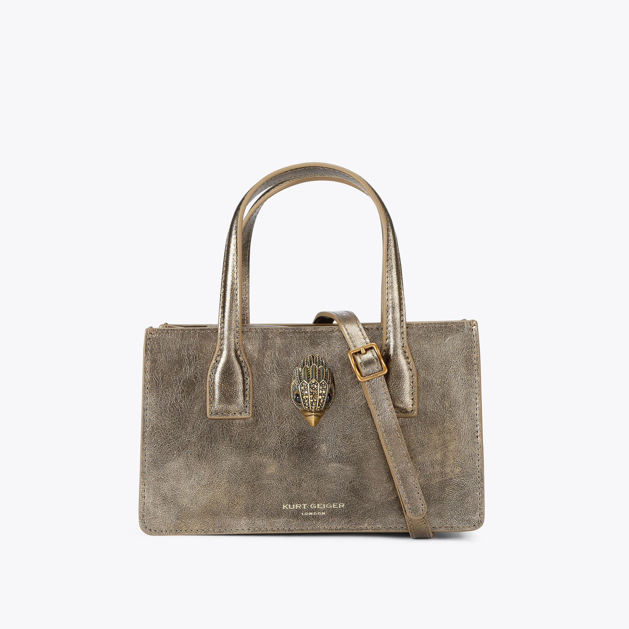 Kurt Geiger Women's Tote Bag Metallic Gold Leather Mini Bond