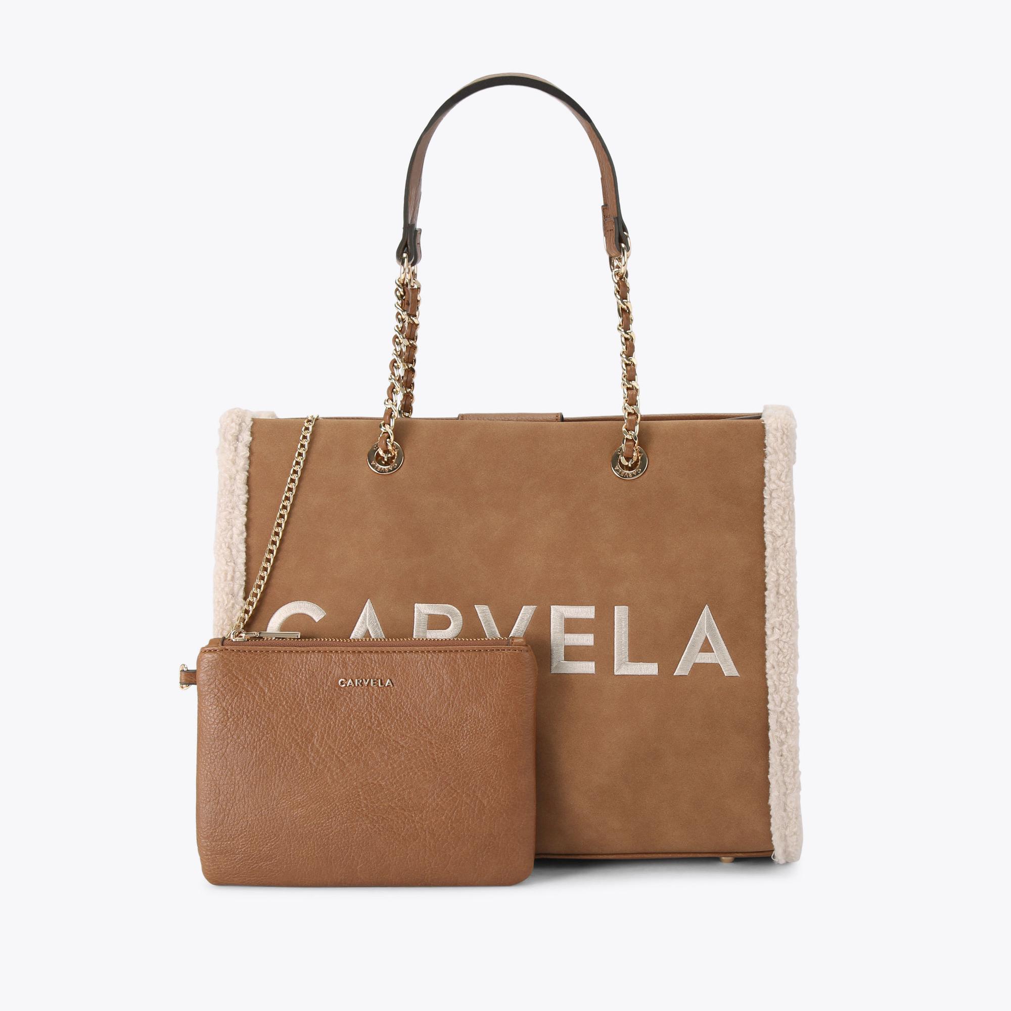Carvela Women'sTote Bag Tan Fabric Frame