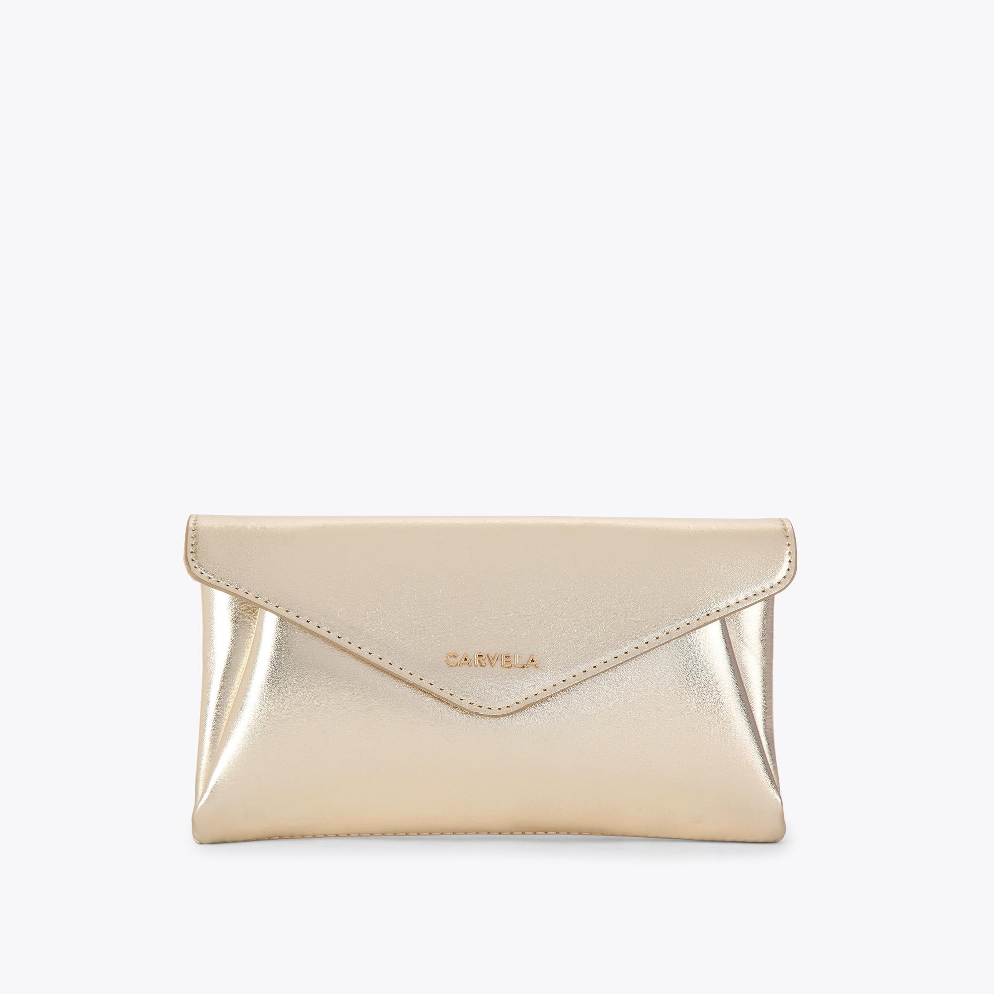 Carvela Megan Envelope Clutch - Metallic Gold Envelope Clutch Bag