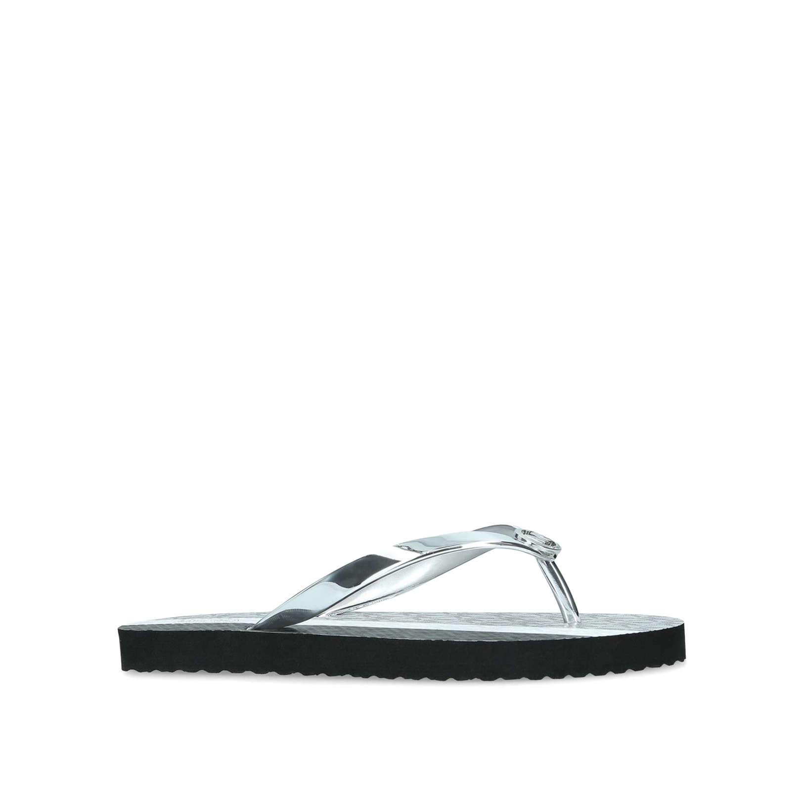 michael kors silver flip flops