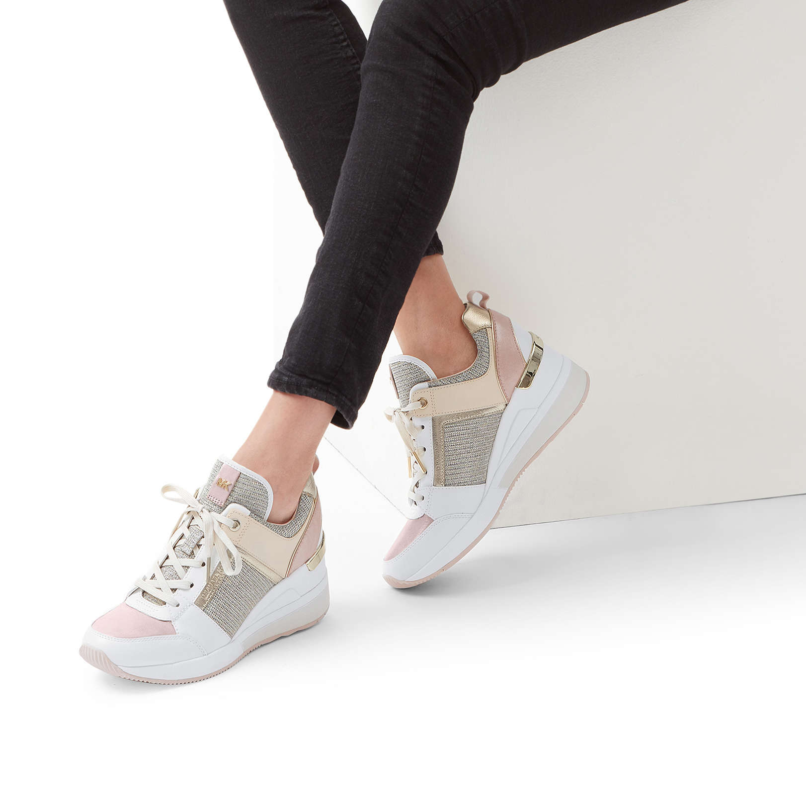 georgie denim and leather trainer