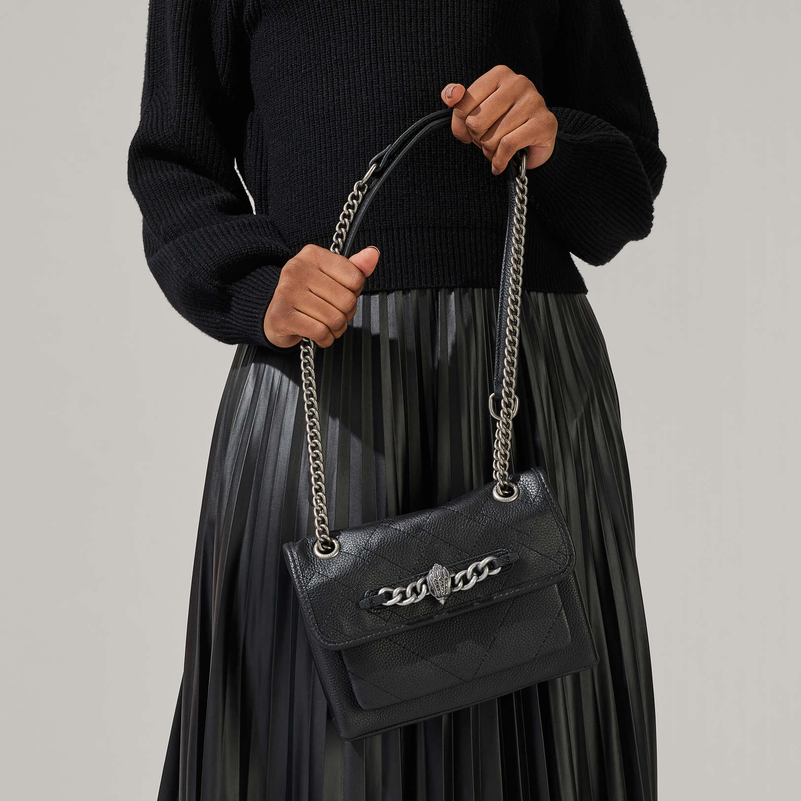 kurt geiger black leather chelsea bag