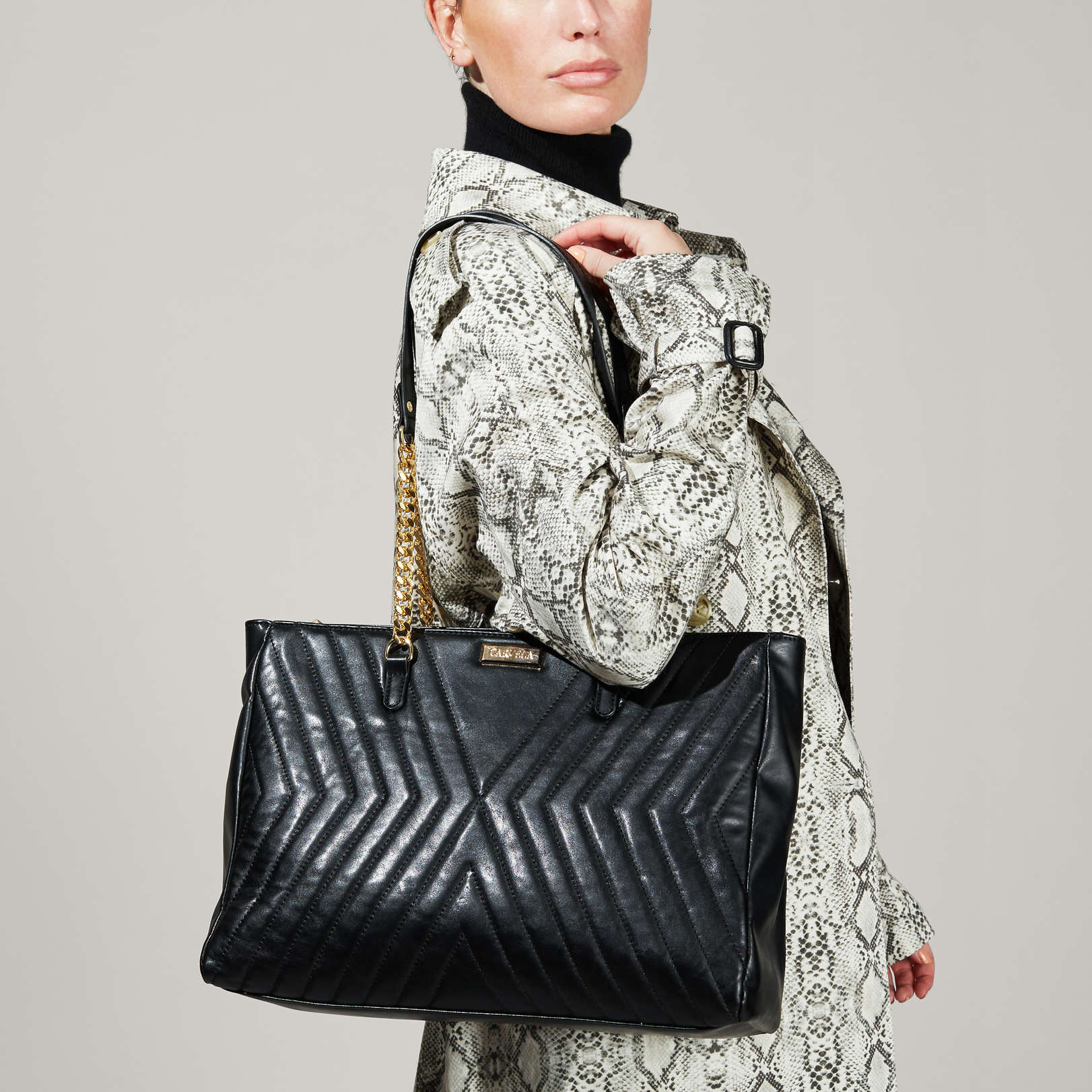 carvela black quilted bag