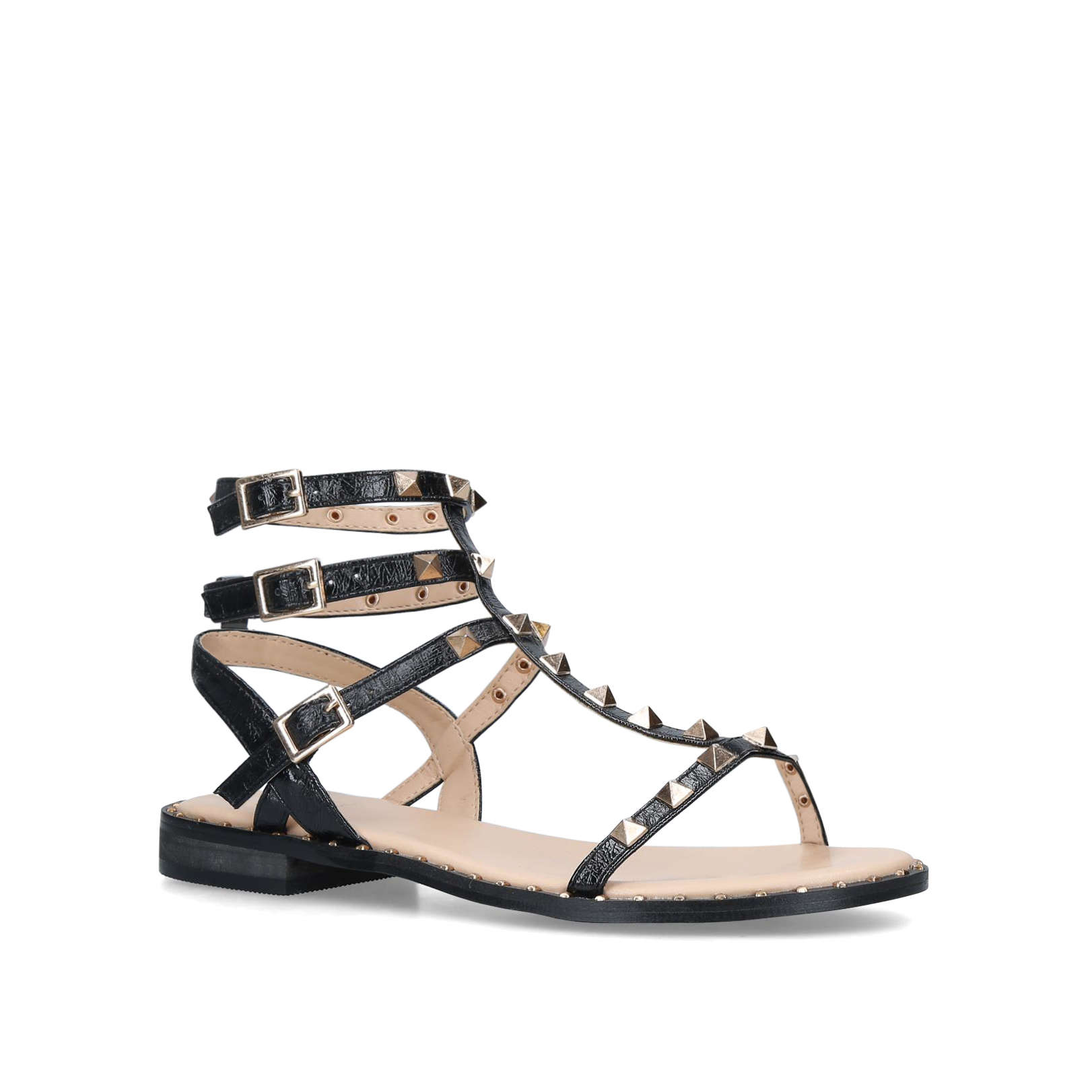 moda in pelle black sandals