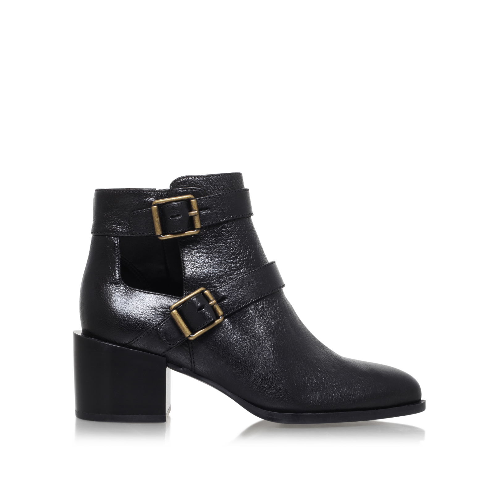 EVALEE Nine West Evalee Black Leather Mid Heel Ankle Boots by NINE WEST