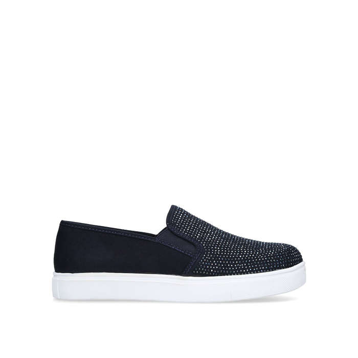 JAMM Navy Studded Slip On Trainers by 
