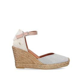 monty metallic silver espadrille wedge sandals from KURT GEIGER LONDON