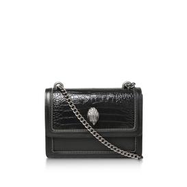 shoreditch croc cross body black leather croc zip detail cross body bag from KURT GEIGER LONDON