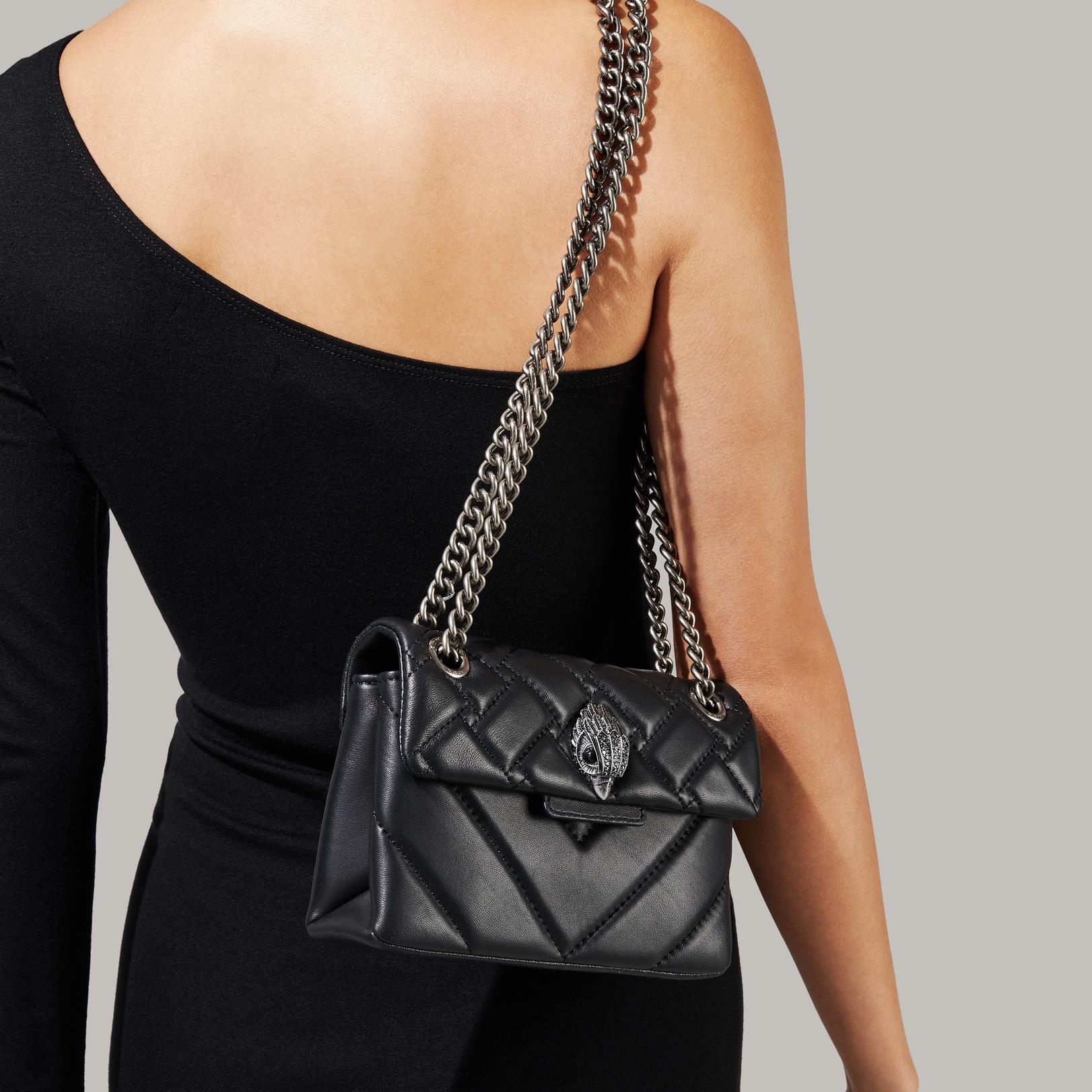 MINI KENSINGTON X BAG Black Quilted Leather Mini Bag by KURT GEIGER LONDON