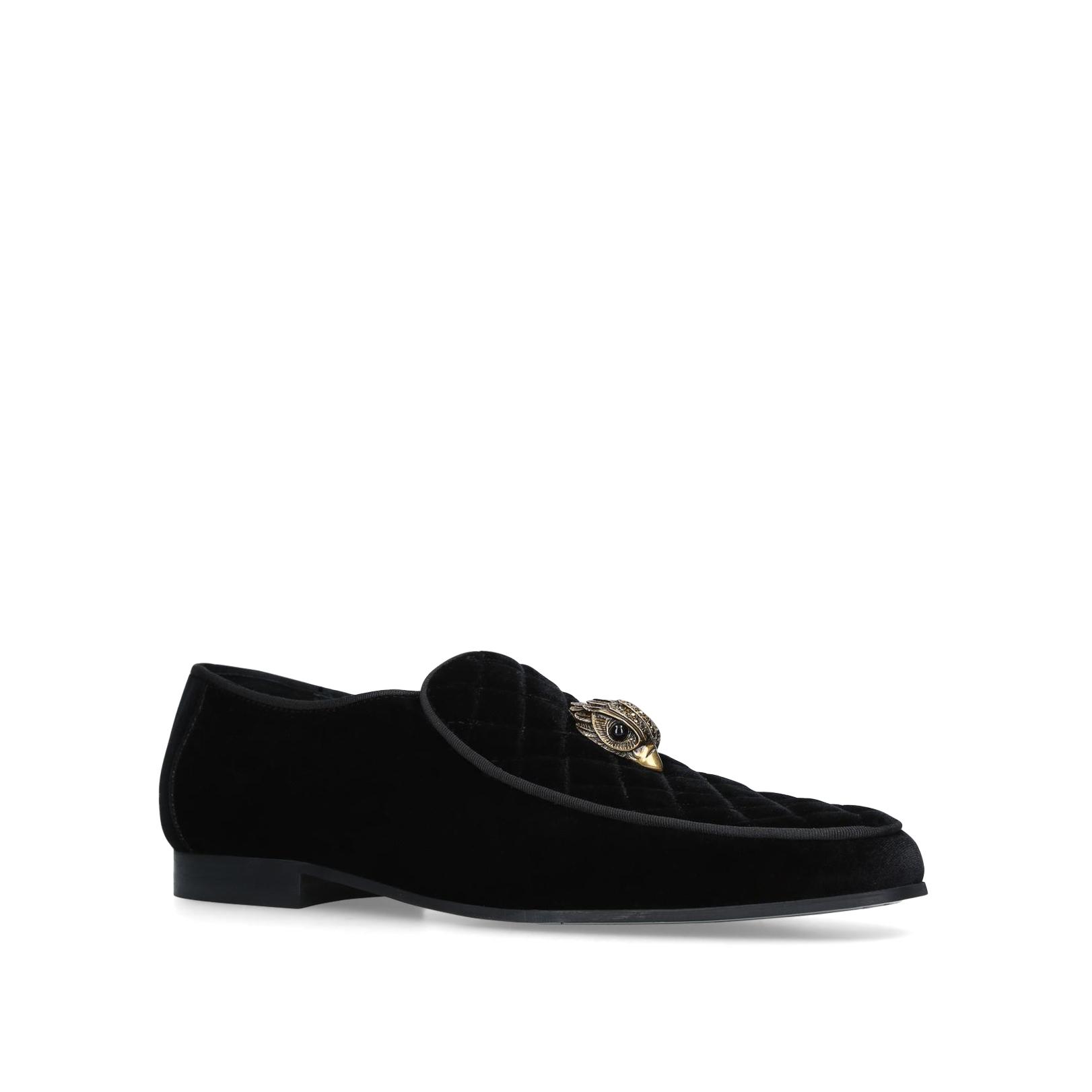 HUGH EAGLE HEAD Black Velvet Eagle Embellished Loafers by KURT GEIGER ...