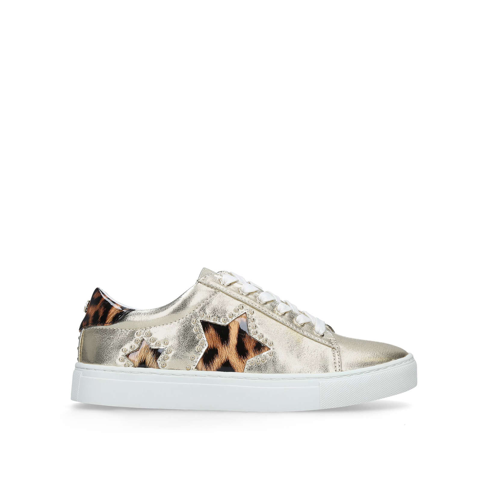 kurt geiger white and gold trainers