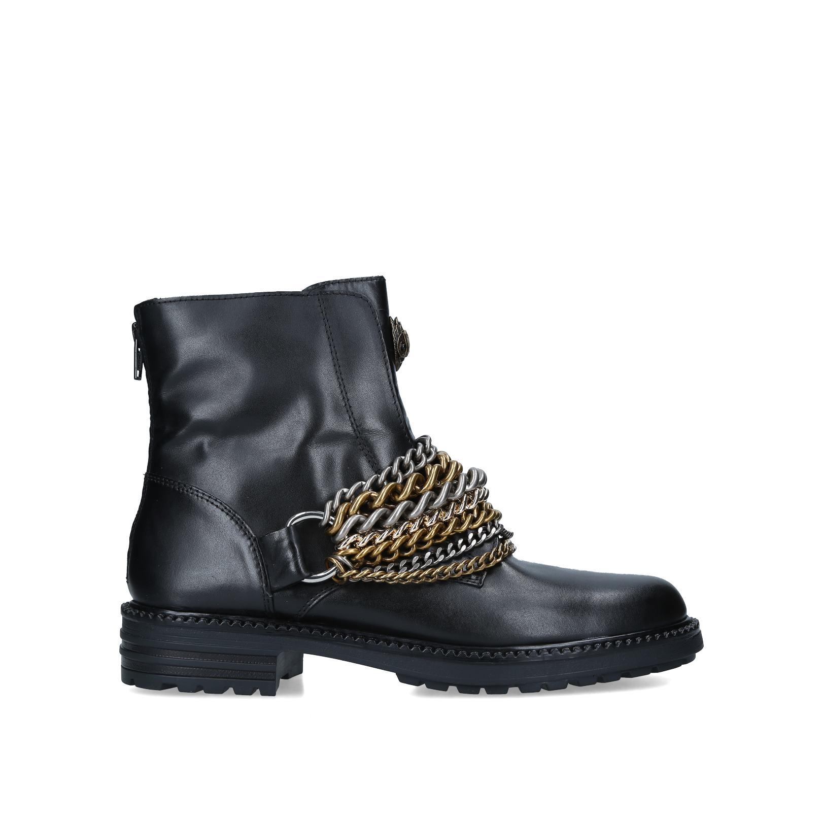STEFAN Black Chain Detail Eagle Embellished Ankle Boot by KURT GEIGER ...