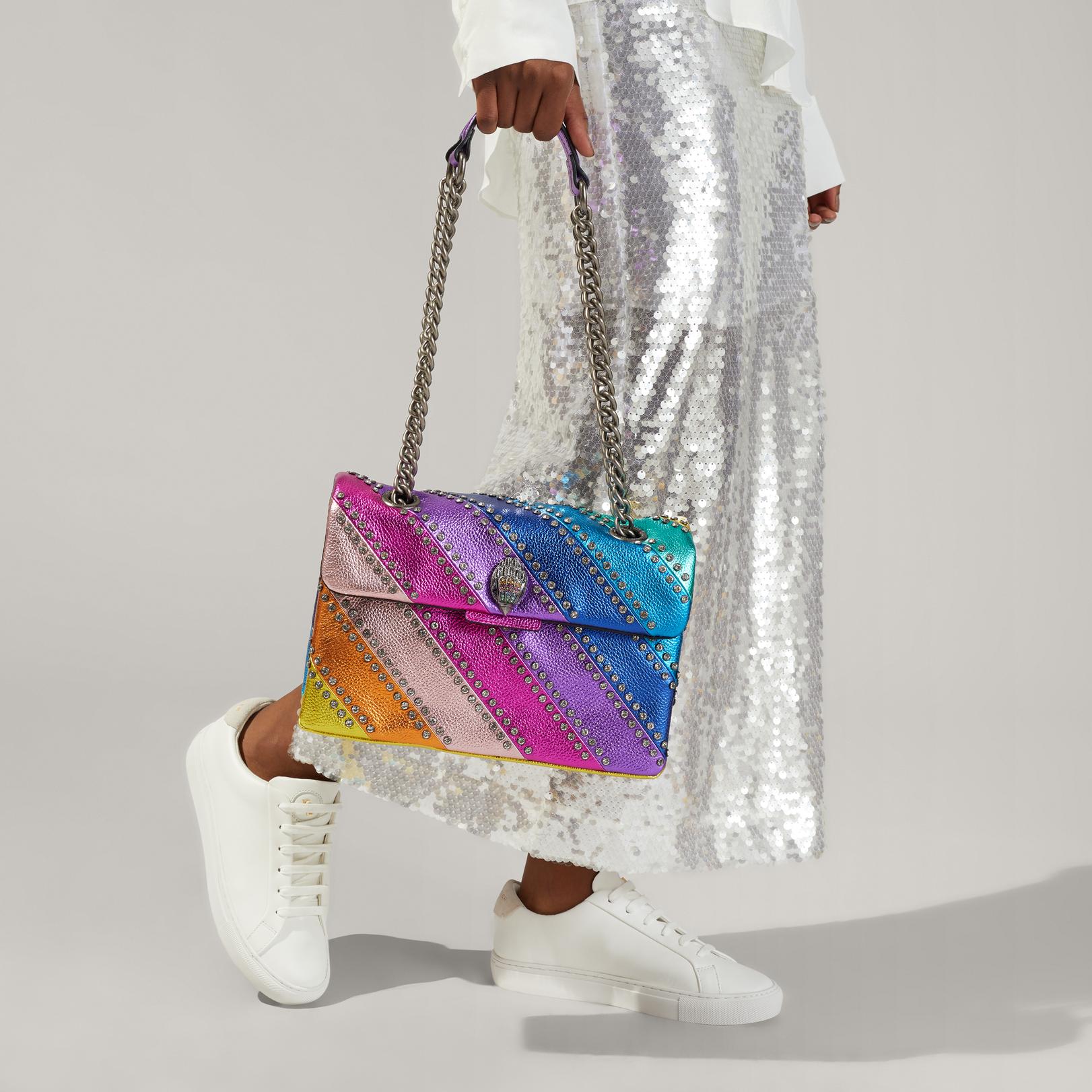 CRYSTAL KENSINGTON BAG Rainbow Stripe Embellished Shoulder Bag by KURT ...