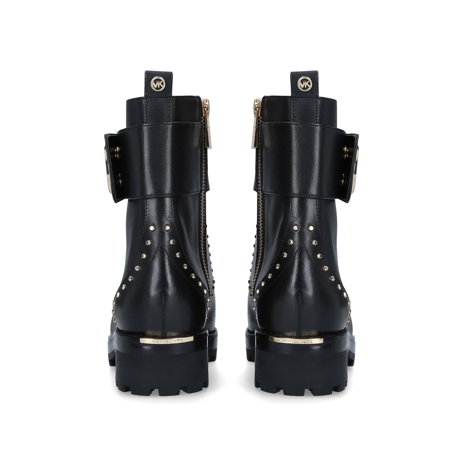michael kors tatum leather and logo combat boot
