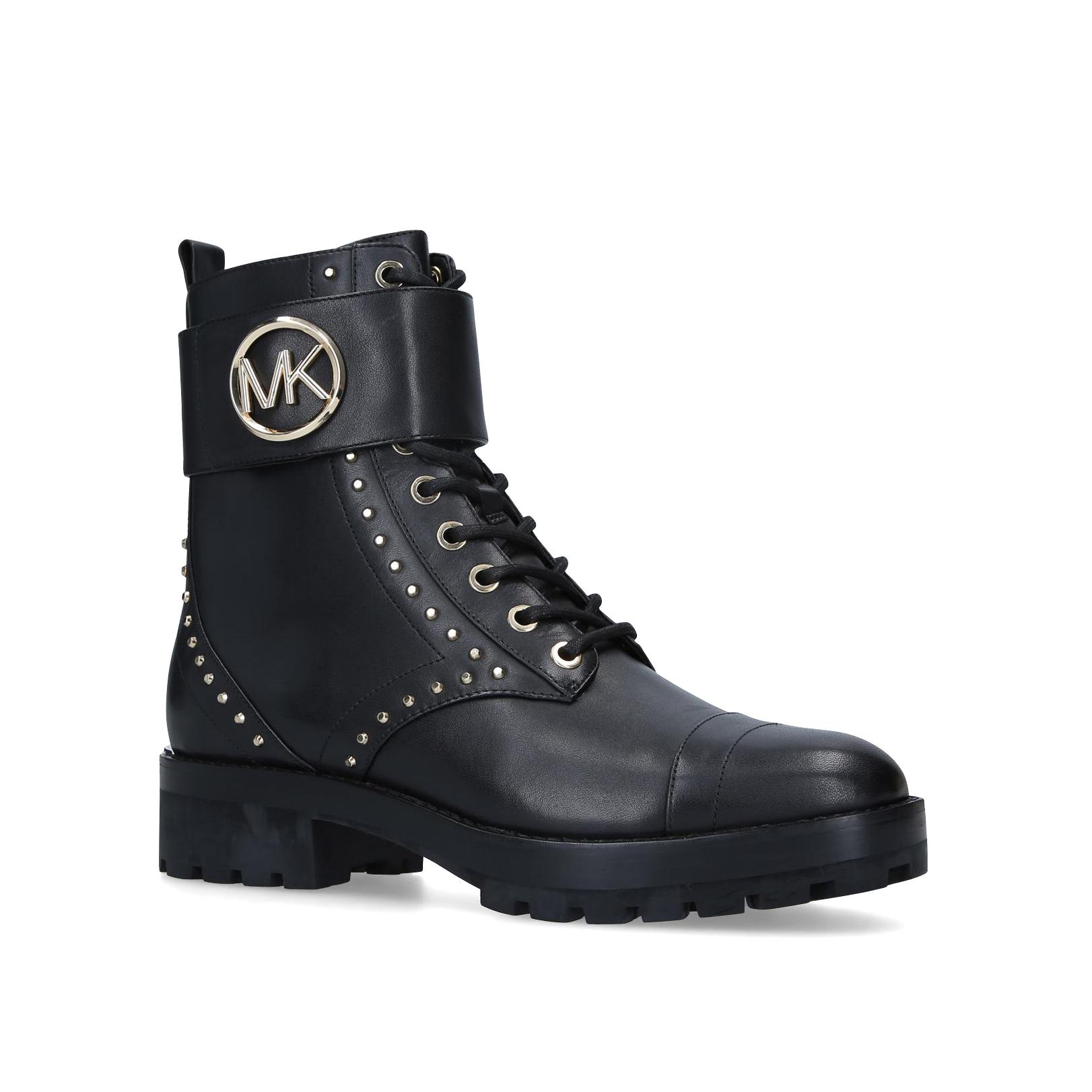 michael kors tatum leather and logo combat boot