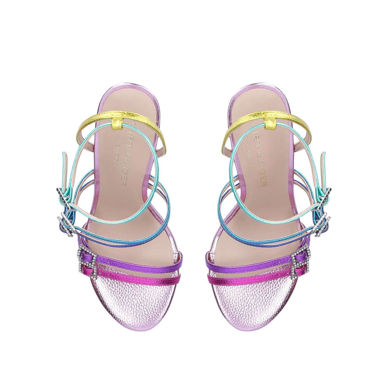 PIERRA Rainbow Leather Buckled Stiletto Heel Strappy Sandals by 