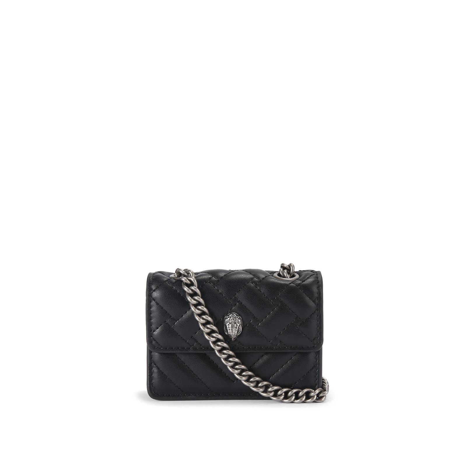 MICRO KENSINGTON Black Quilted Cross Body Bag by KURT GEIGER LONDON