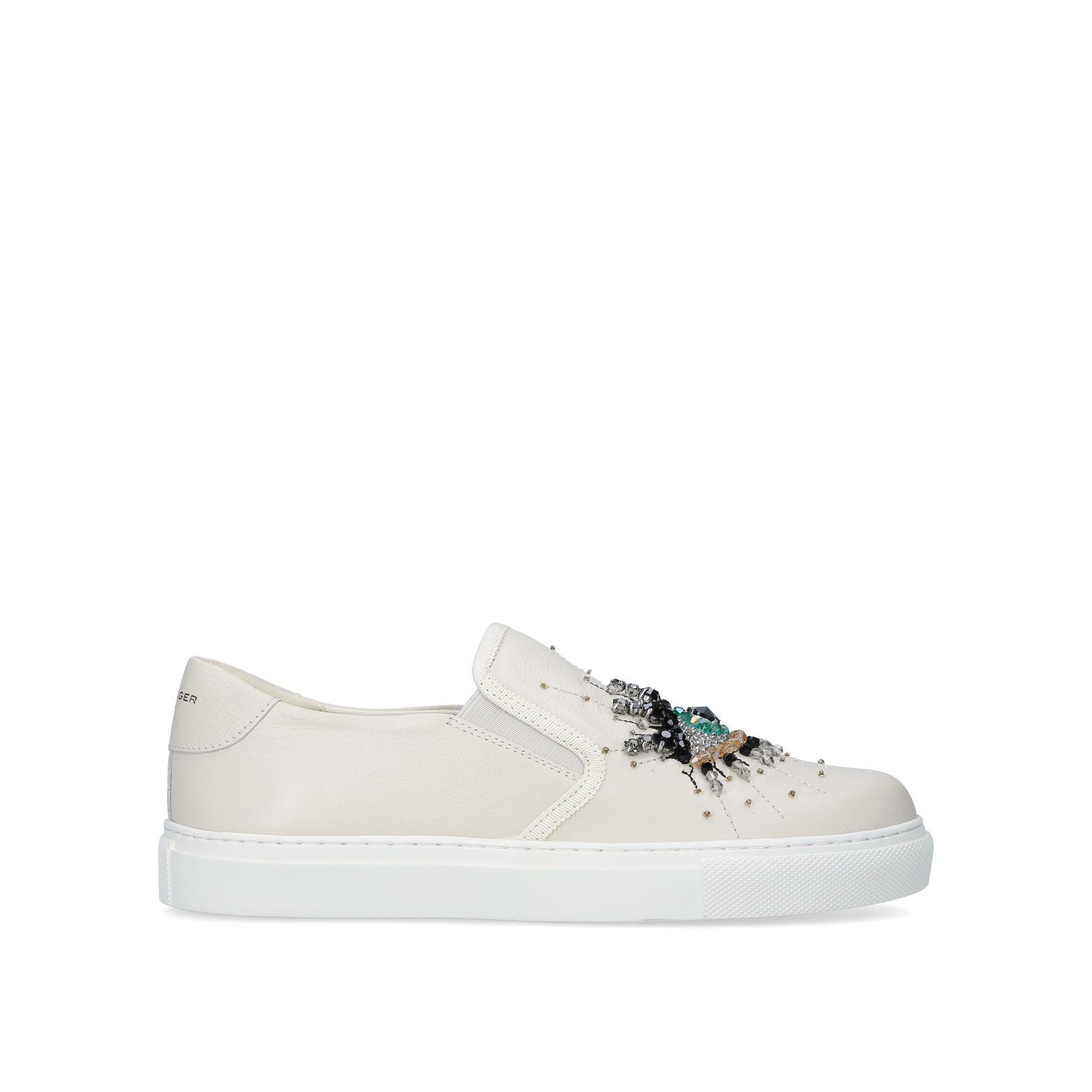 LEAH EYE White Eye Embellished Sneakers by KURT GEIGER LONDON