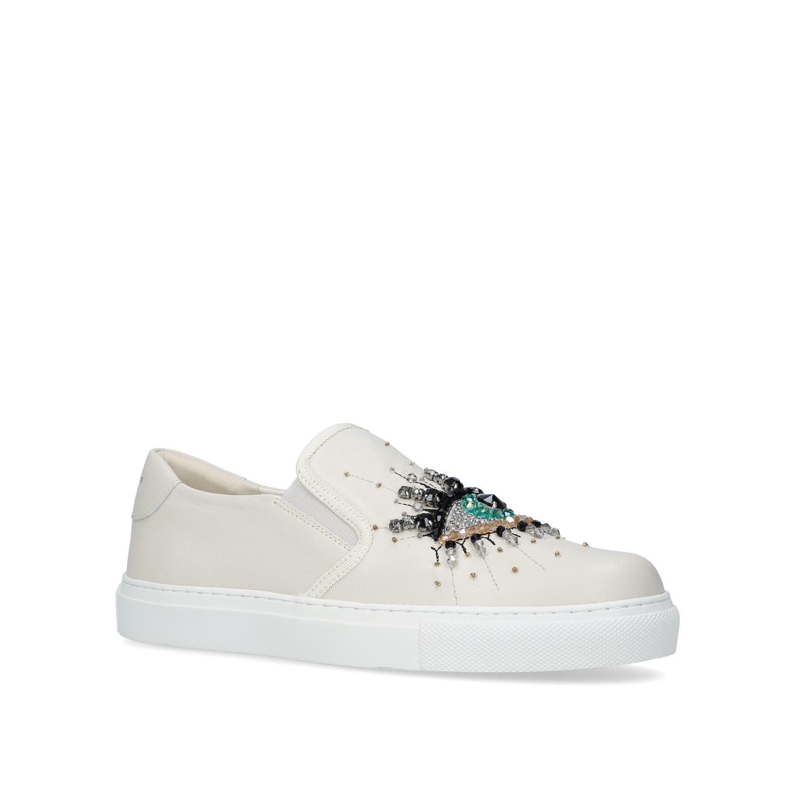 LEAH EYE White Eye Embellished Sneakers by KURT GEIGER LONDON