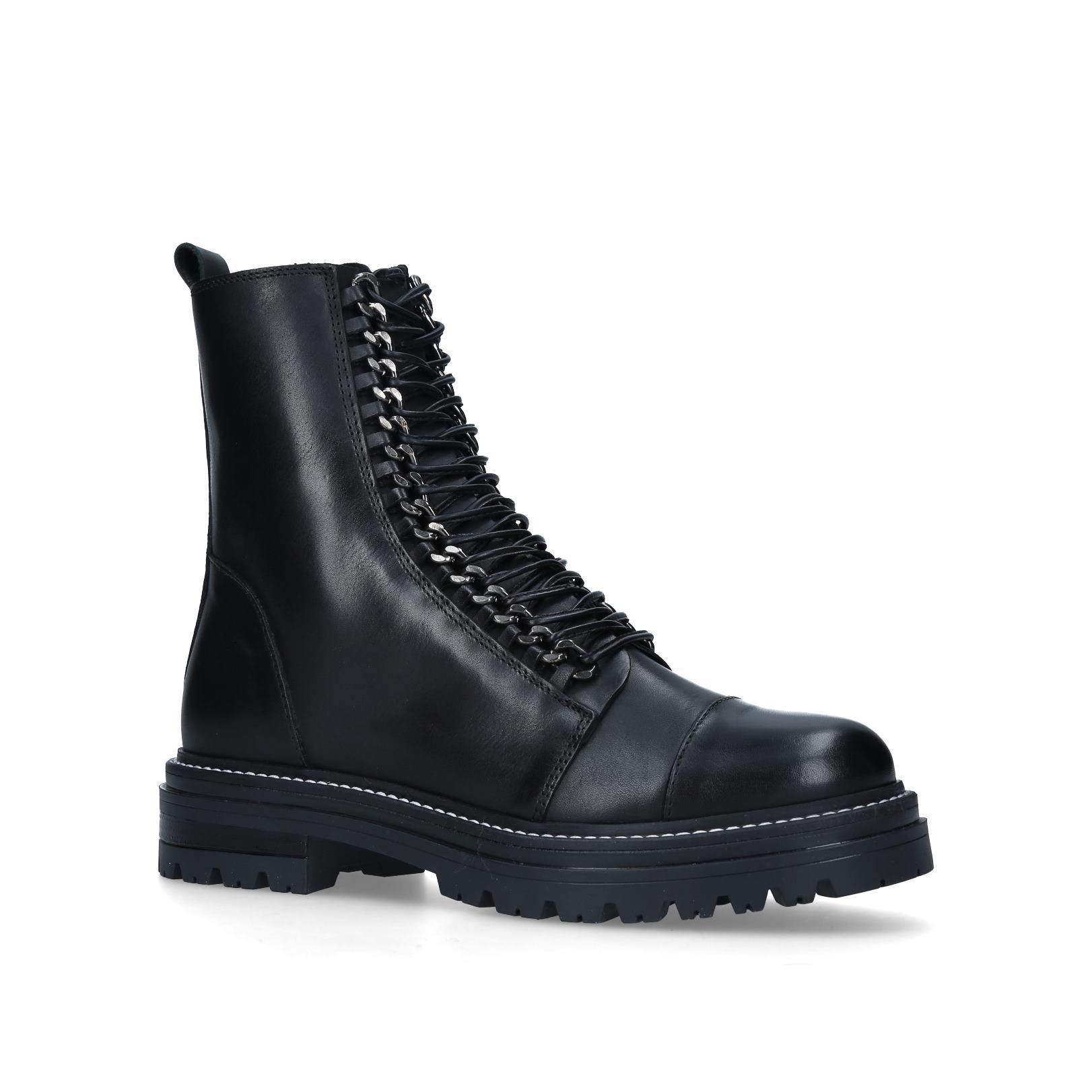 SULTRY CHAIN Black Leather Combat by CARVELA