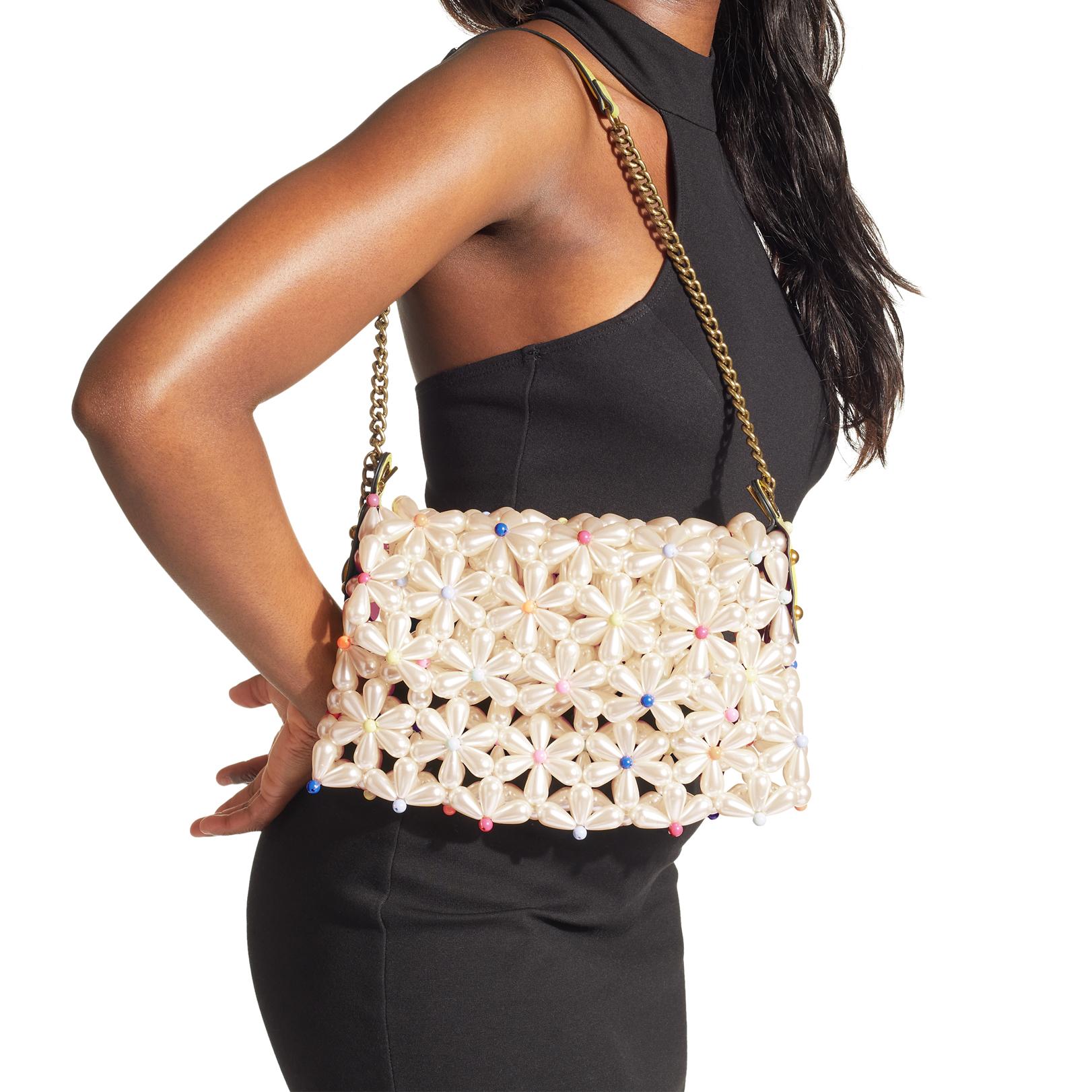 beaded bag white