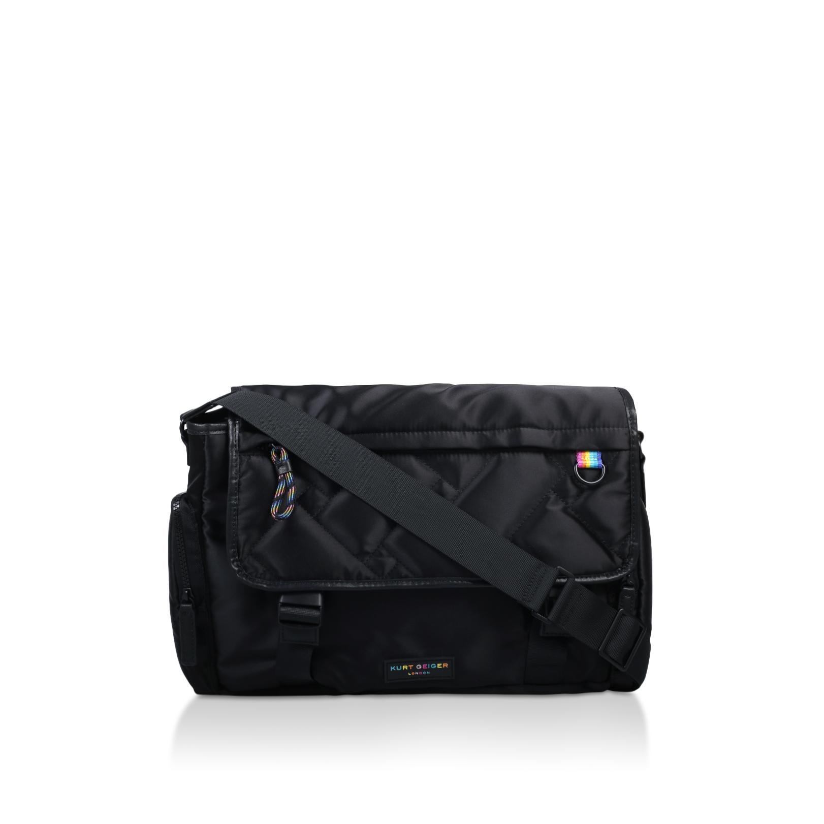 RECYCLED MESSENGER Black Nylon Recycled Messenger Bag by KURT GEIGER LONDON