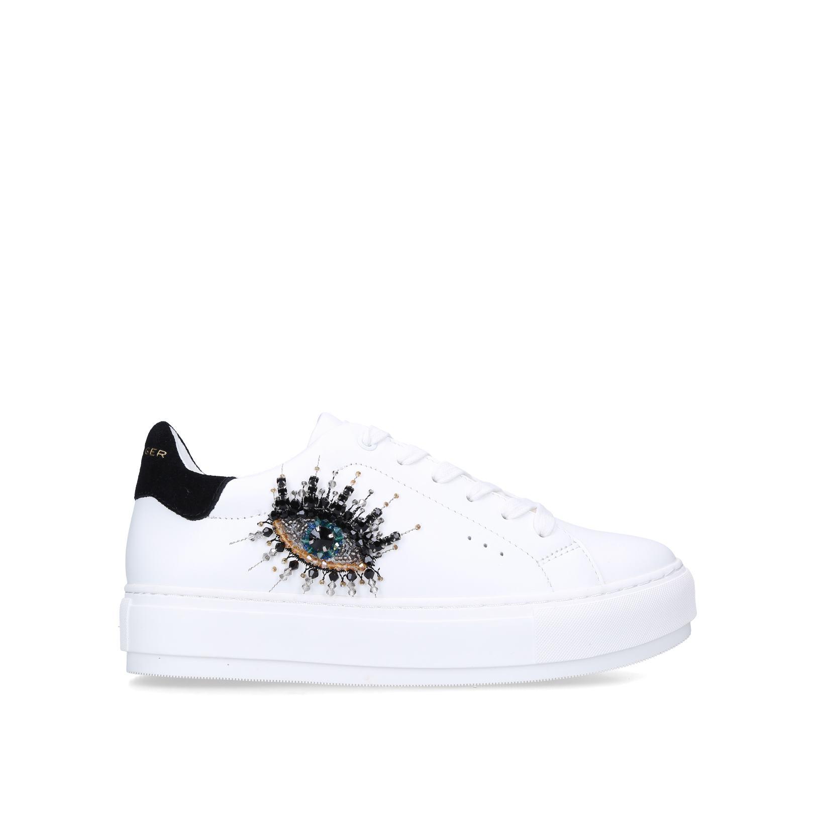 LANEY EYE White Eye Motif Leather Sneakers by KURT GEIGER LONDON