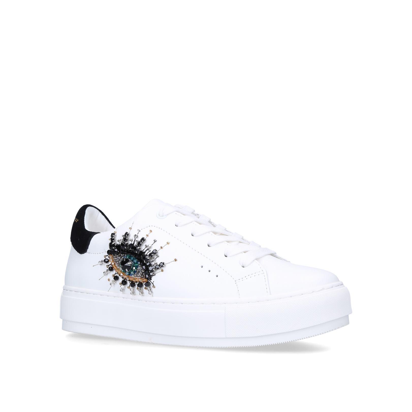 LANEY EYE White Eye Motif Leather Sneakers by KURT GEIGER LONDON