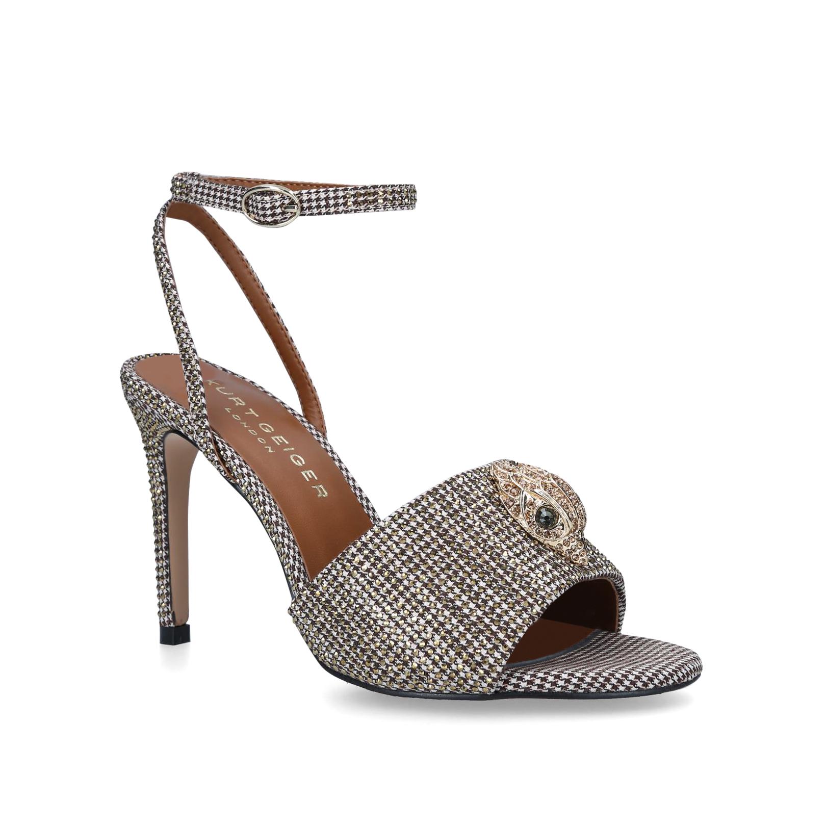 KENSINGTON SANDAL Beige Gold Gem Quilted Heels by KURT GEIGER LONDON