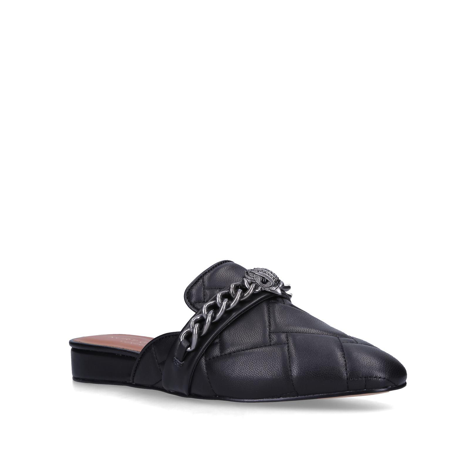 black quilted leather b it mules