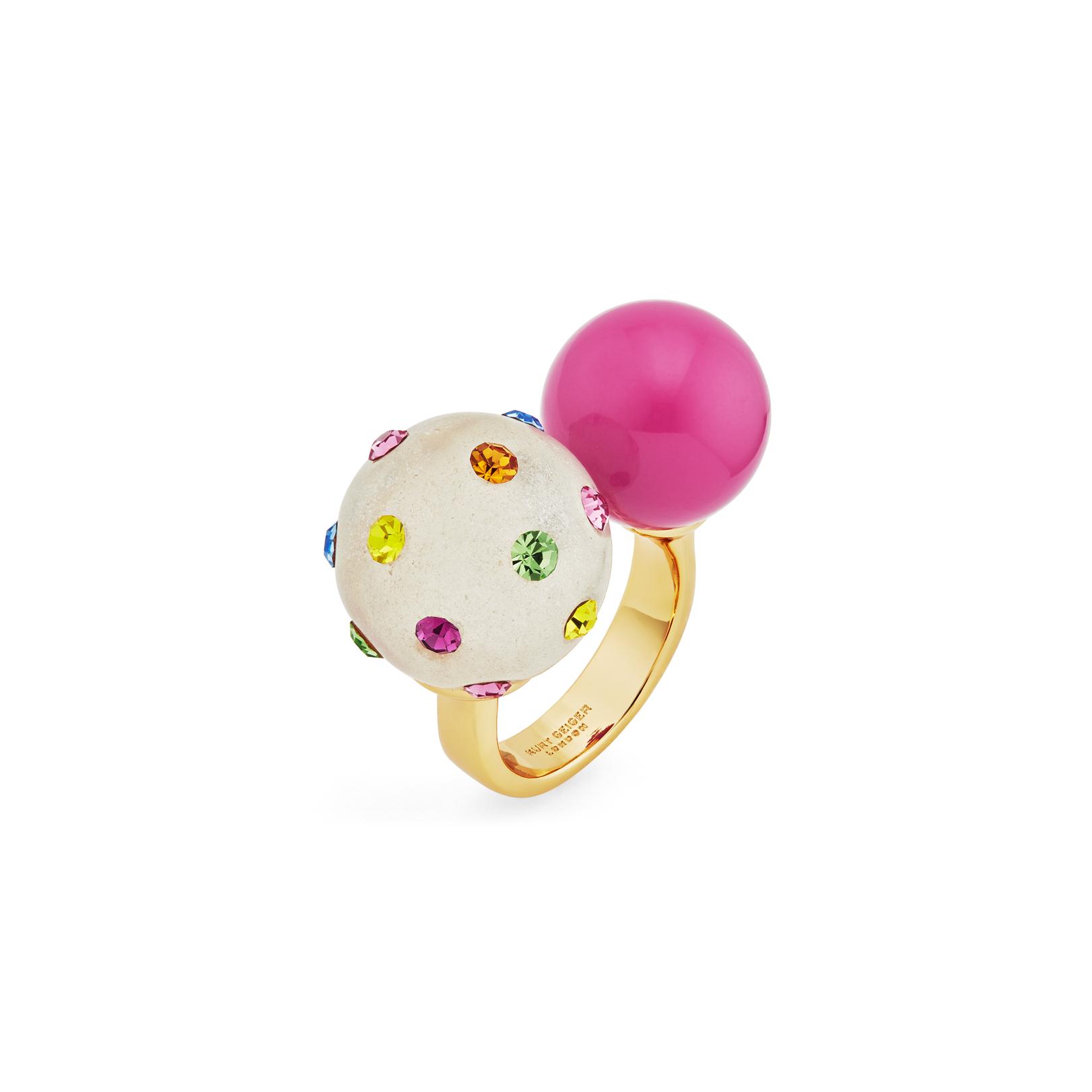 DOUBLE BALL RING Frosted Double Ball Eagle Ring by KURT GEIGER LONDON