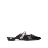 Princely Black Leather Crystal Strap Flat Mules By Kurt Geiger London ...