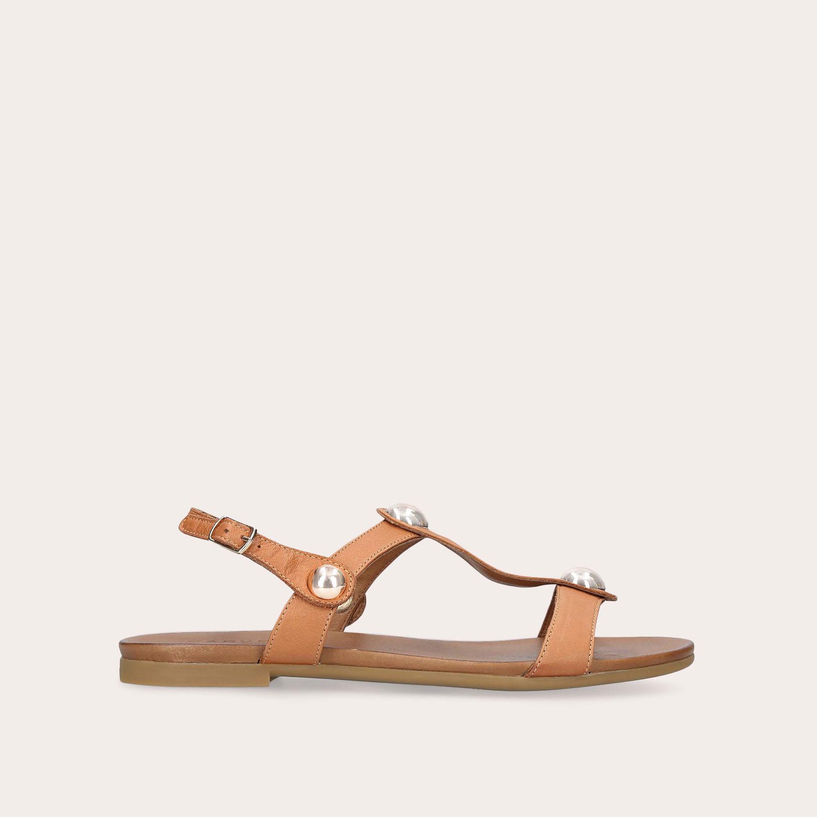 SAZ Tan Flat Sandals by CARVELA COMFORT