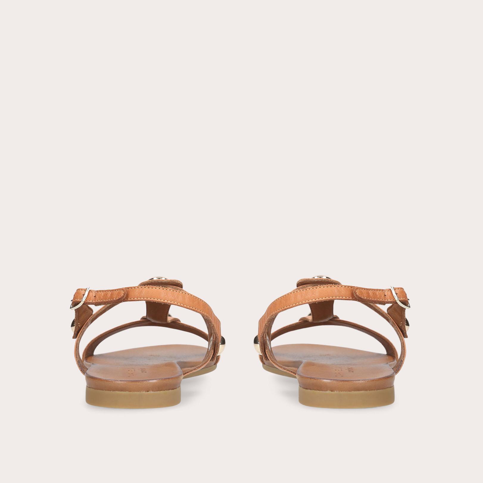 SAZ Tan Flat Sandals by CARVELA COMFORT