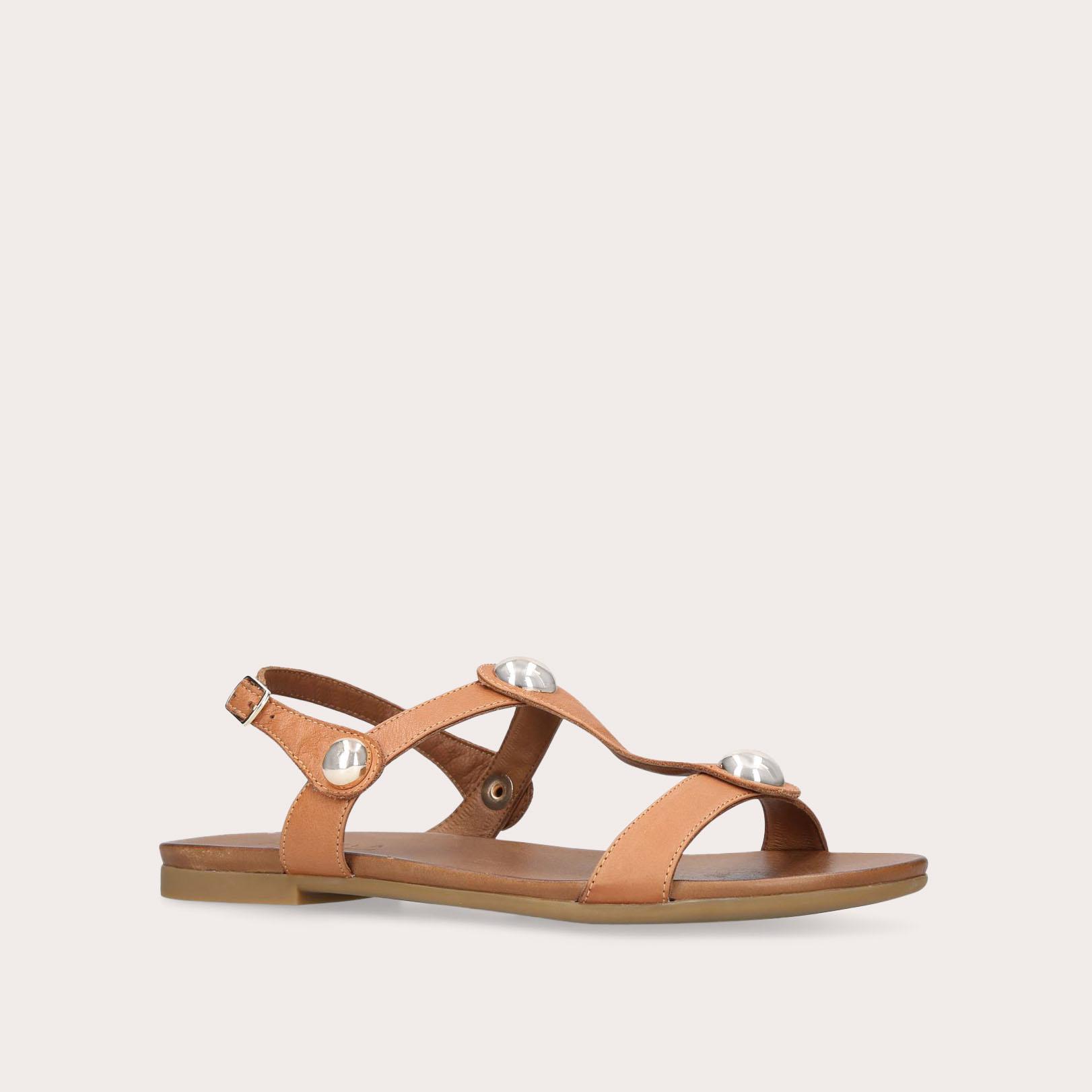 SAZ Tan Flat Sandals by CARVELA COMFORT