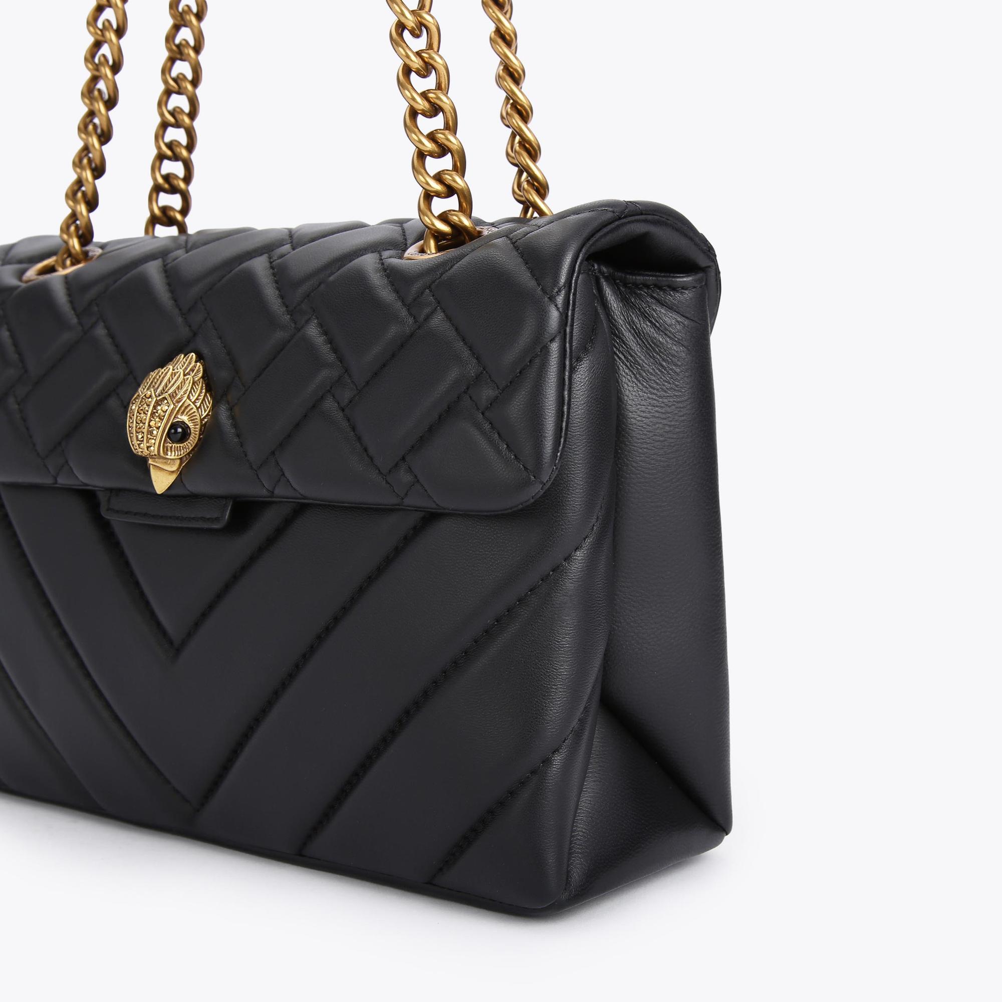 BLACK LEATHER KENSINGTON X BAG Gold Quilted Leather Bag by KURT GEIGER  LONDON