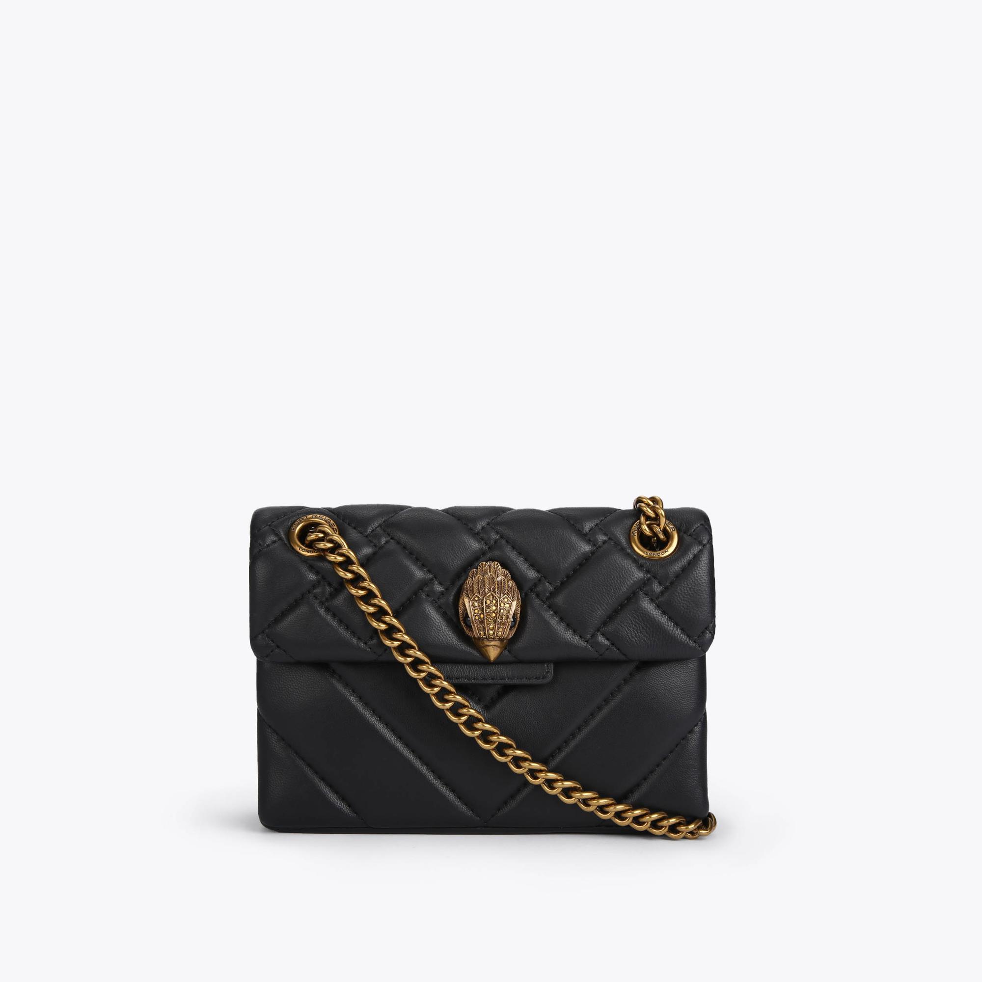 MINI KENSINGTON X BAG Black Comb Quilted Leather Mini Bag by KURT GEIGER LONDON