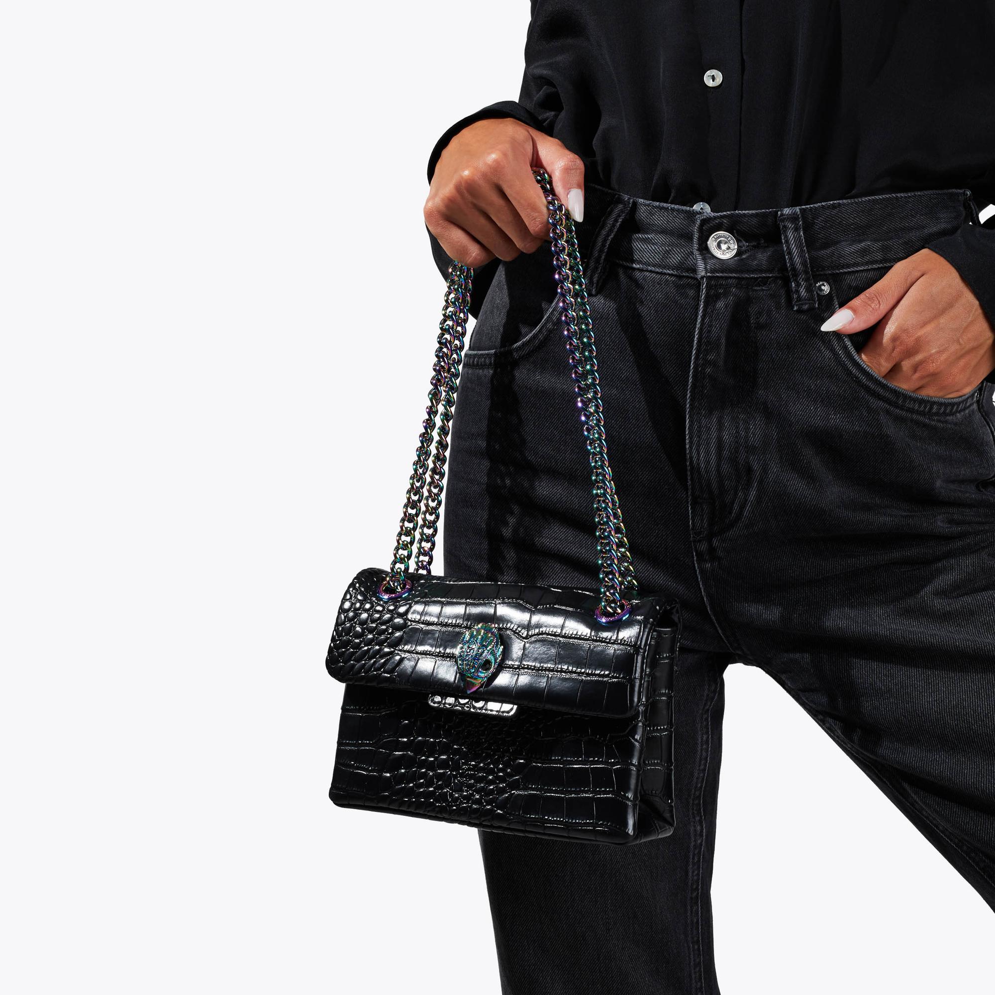 CROC MINI KENSINGTON BAG Black Croc