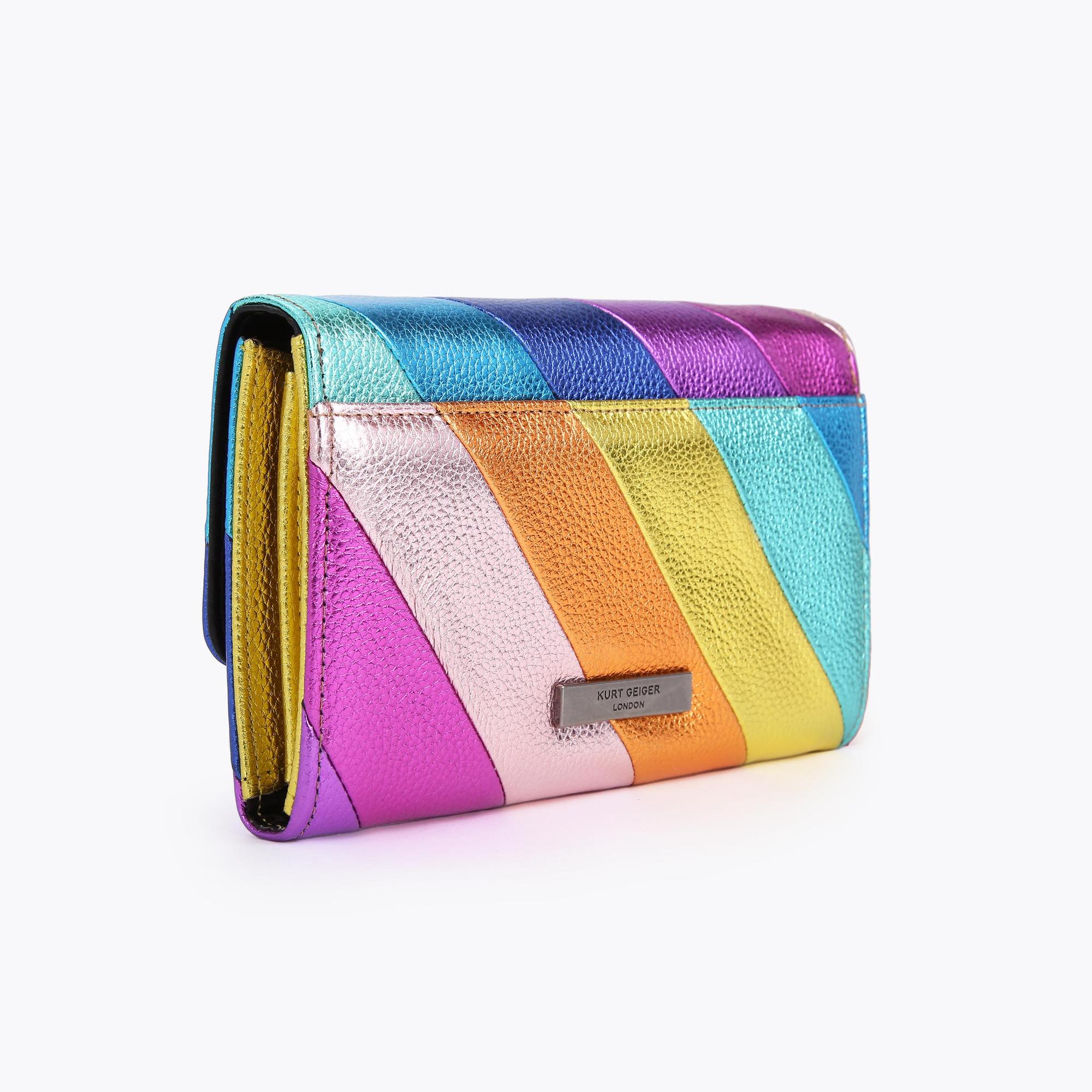 K STRIPE CHAIN WALLET Kensington Rainbow Stripe Leather Bag by