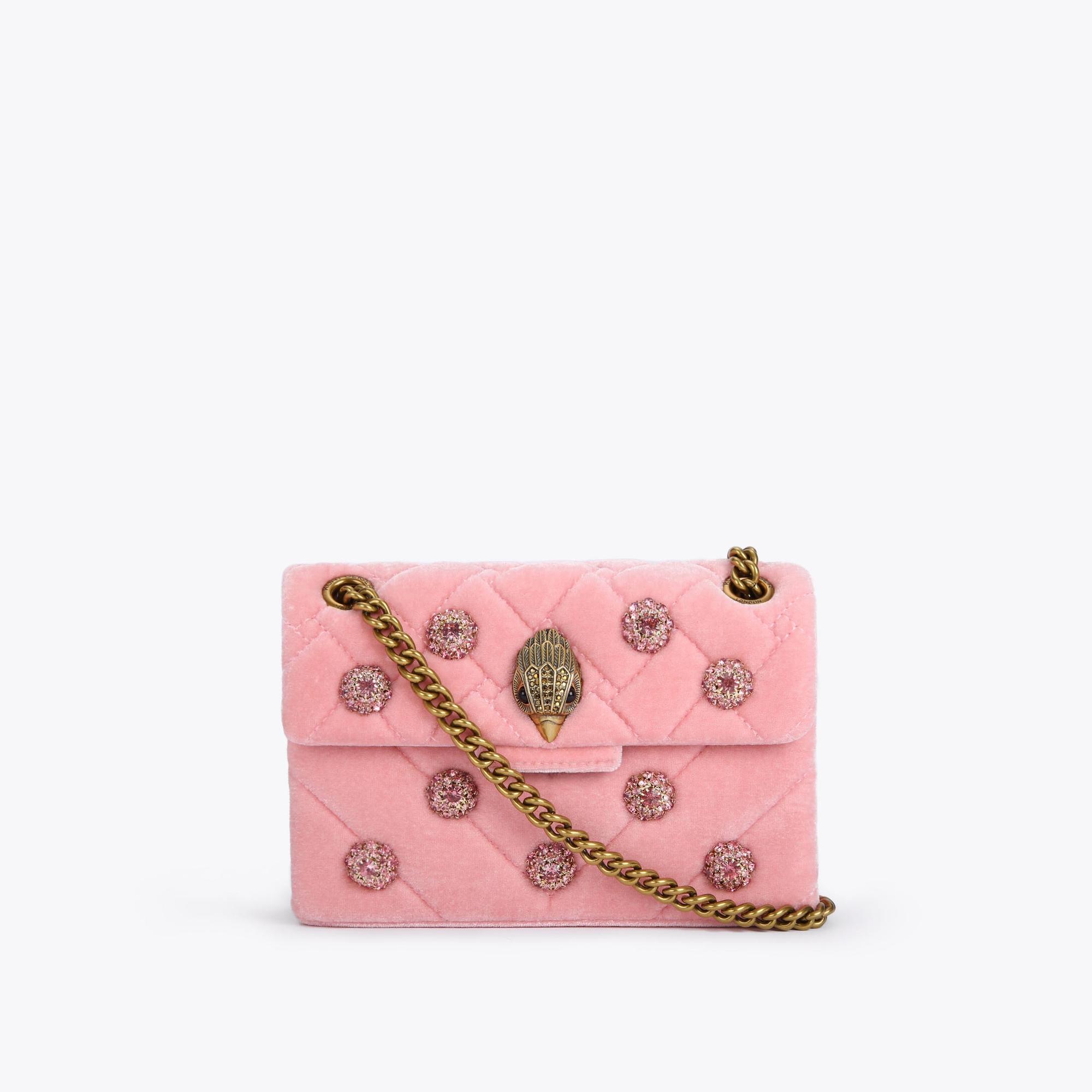 VELVET MINI KENSINGTON Pink Velvet Mini Body Bag by KURT GEIGER LONDON