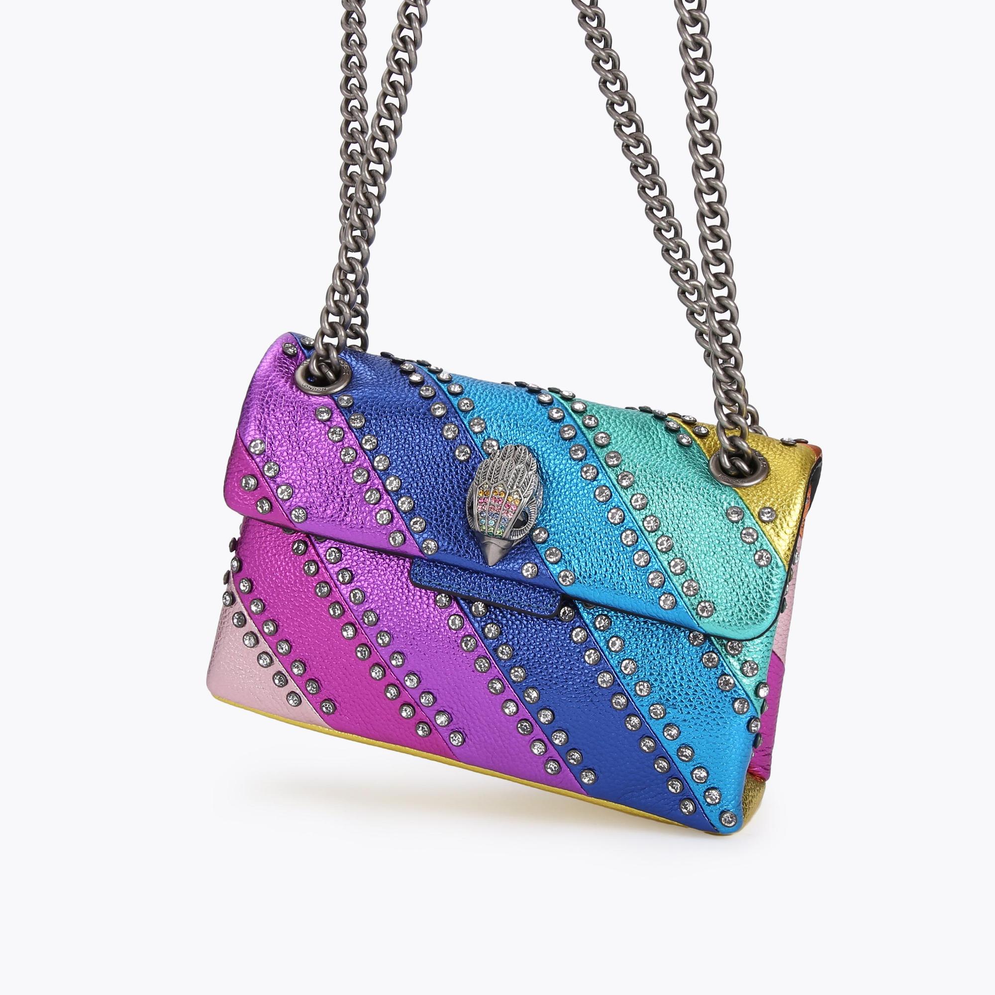 CRYSTAL MINI KENSINGTON Rainbow Stripe Embellished Mini Shoulder Bag by KURT  GEIGER LONDON
