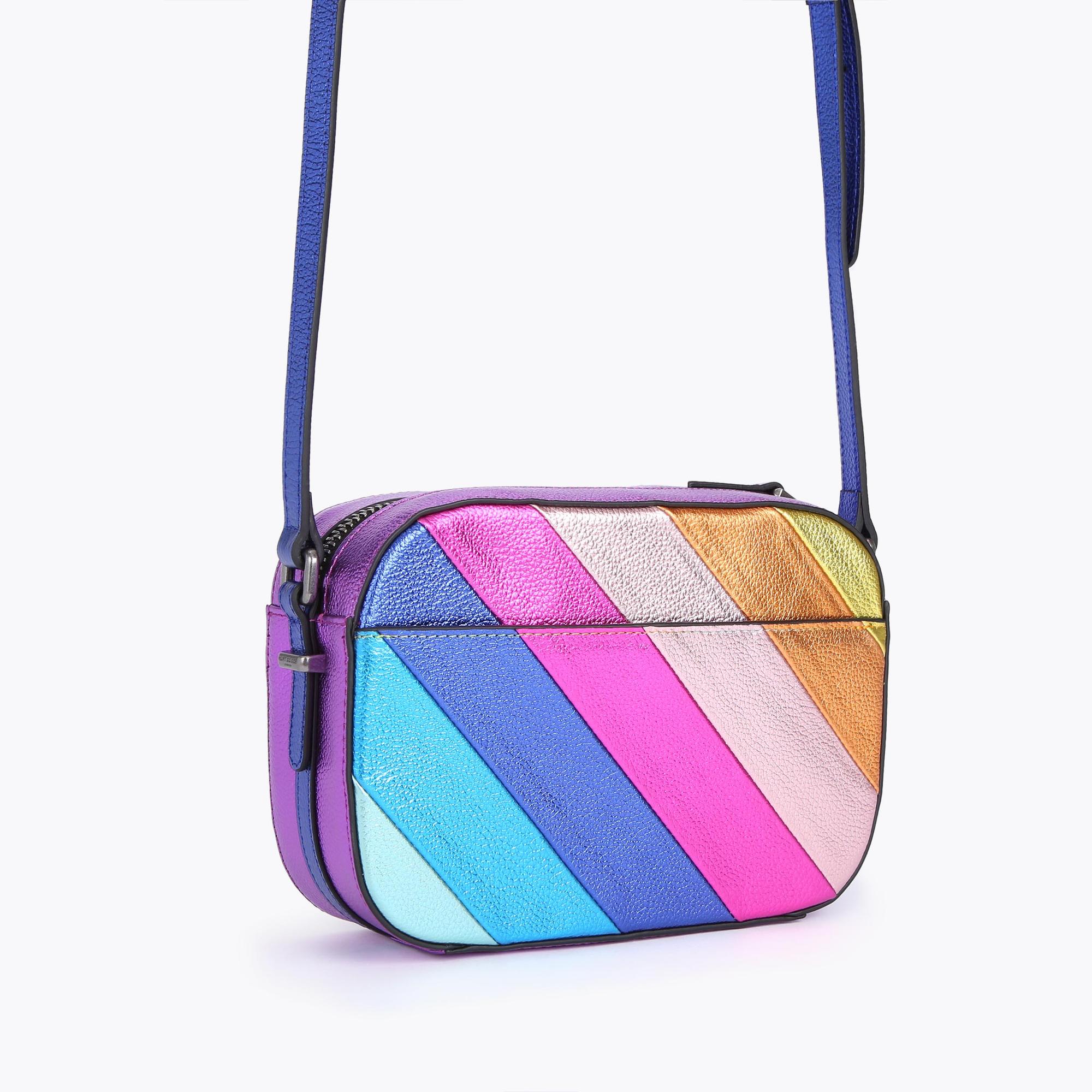 Kurt Geiger London Kensington Metallic Rainbow Striped Leather Crossbody Bag