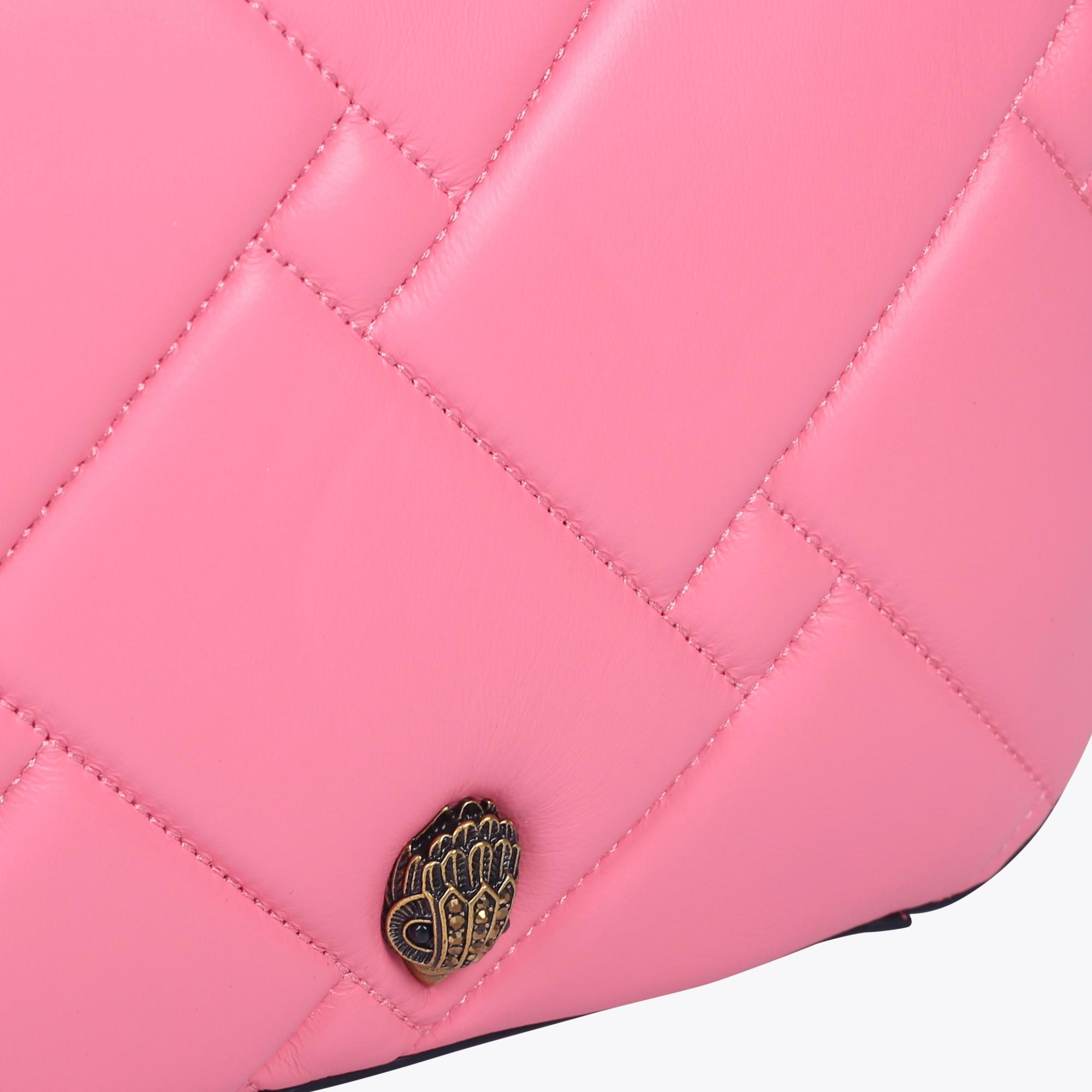 Hot Pink Metallic Leather Crossbody With Flap Close Premium 