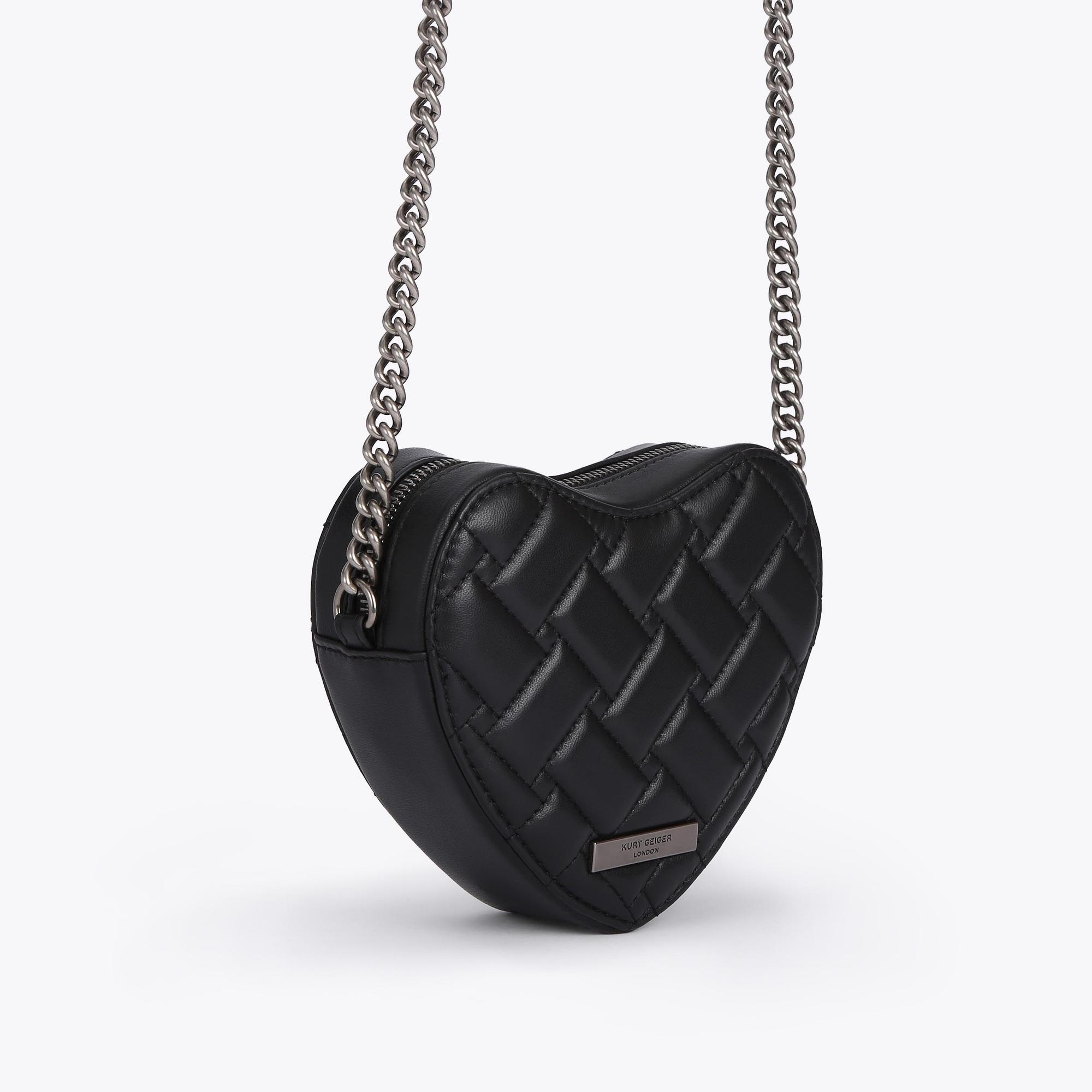 KENSINGTON HEART X BODY Black Heart Quilted Leather Cross Body by