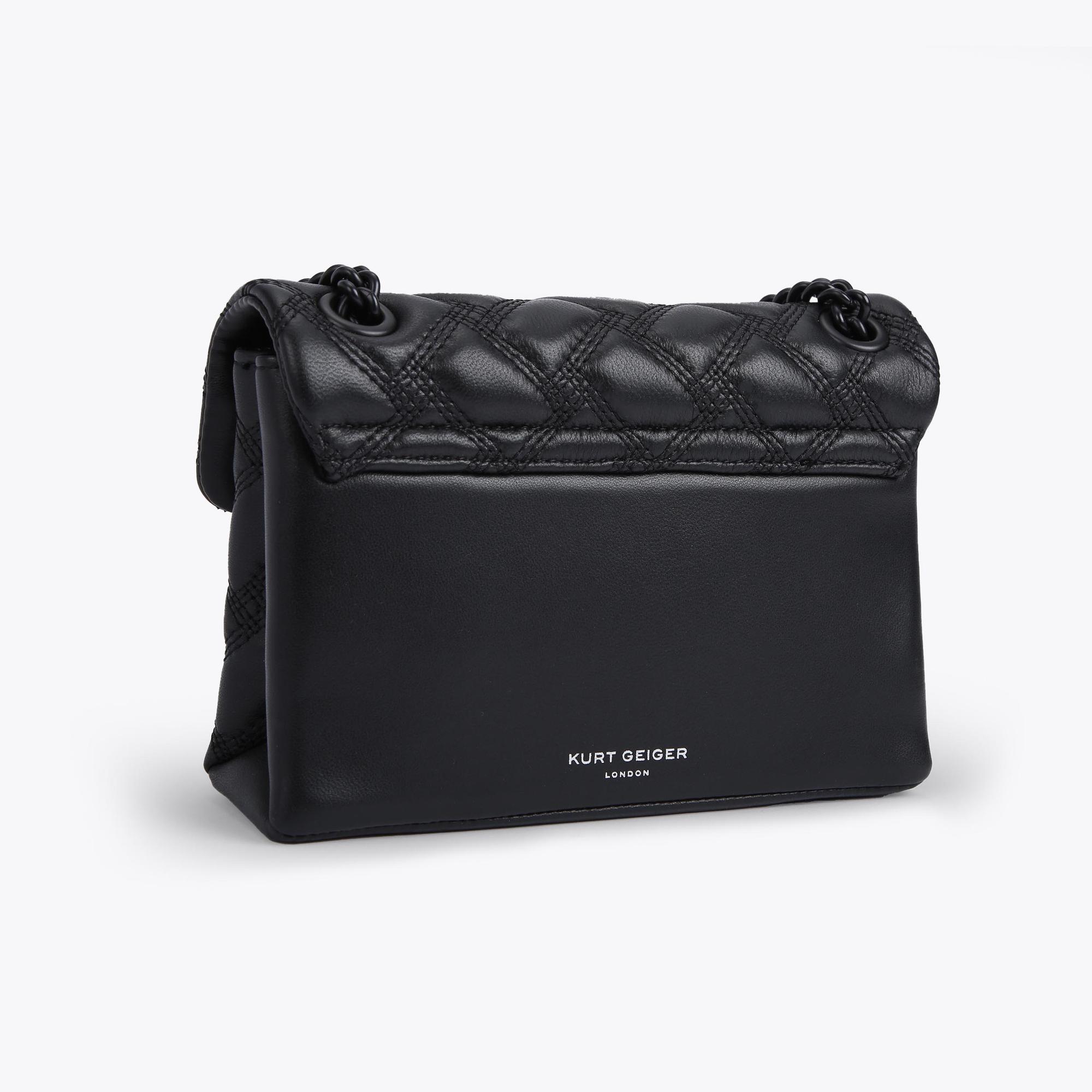 MINI KENSINGTON X BAG all BLACK Quilted Leather Mini Bag by KURT GEIGER  LONDON