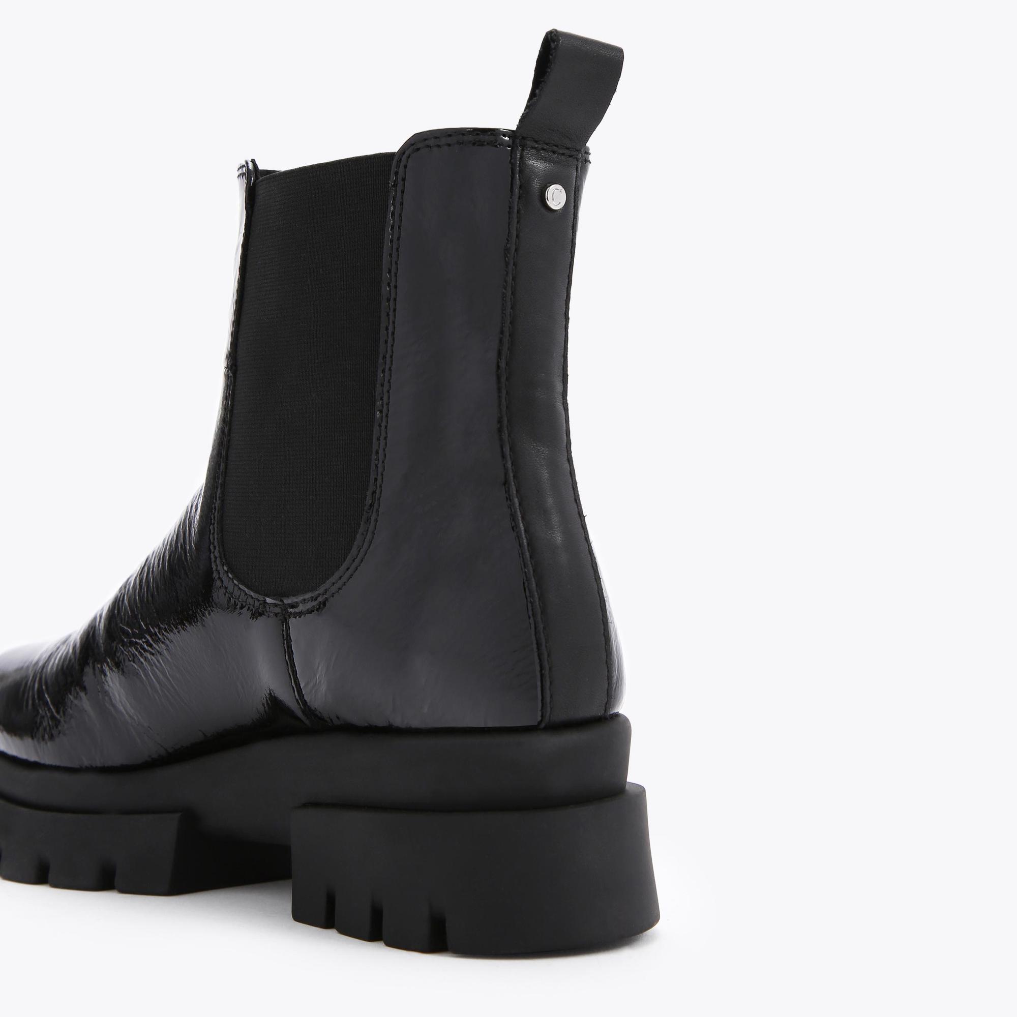 RUN CHELSEA Black Patent Chunky Boots by CARVELA COMFORT