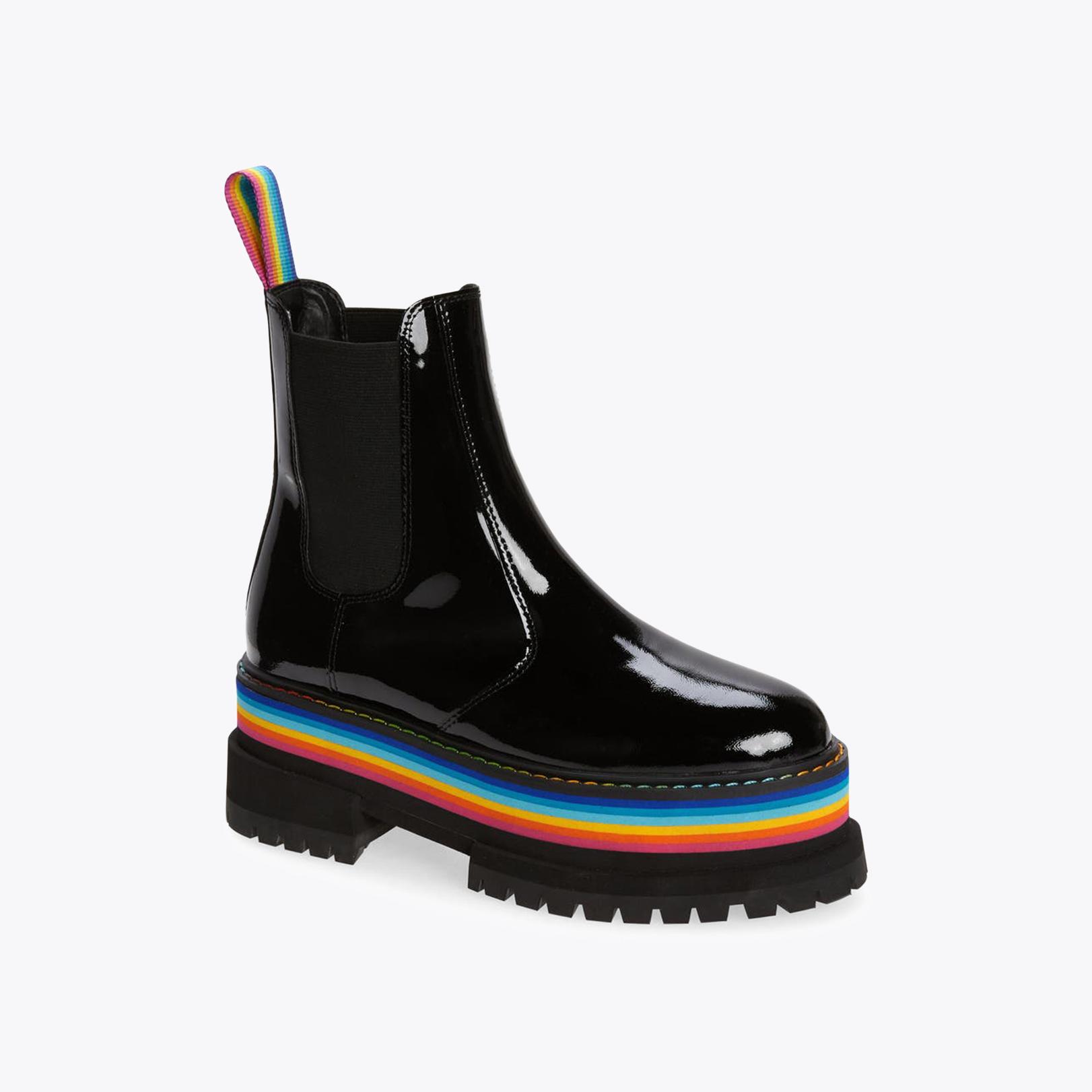 BLACK BIRDIE RAINBOW CHELSEA ANKLE BOOTS PLATFORM by KURT GEIGER