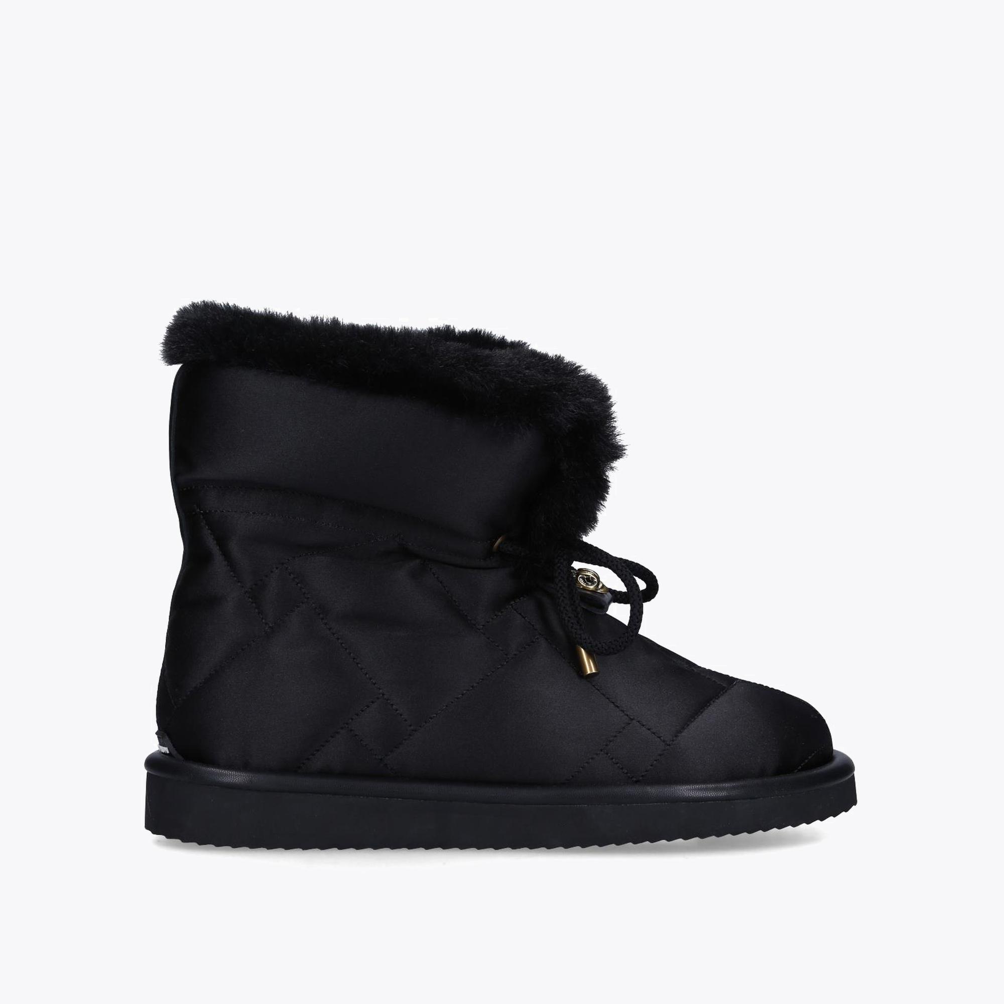 ORSON PUFFER BOOTIE Black Orson Lace Up Quilted Nylon Puffer Boots